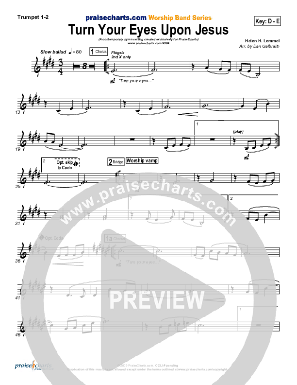 Turn Your Eyes Upon Jesus Trumpet 1,2 (PraiseCharts Band / Arr. Daniel Galbraith)