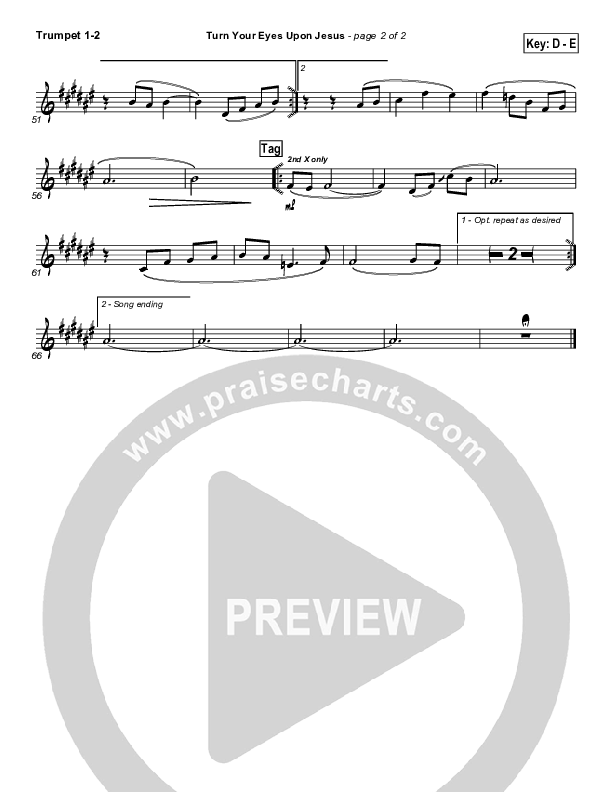 Turn Your Eyes Upon Jesus Trumpet 1,2 (PraiseCharts Band / Arr. Daniel Galbraith)