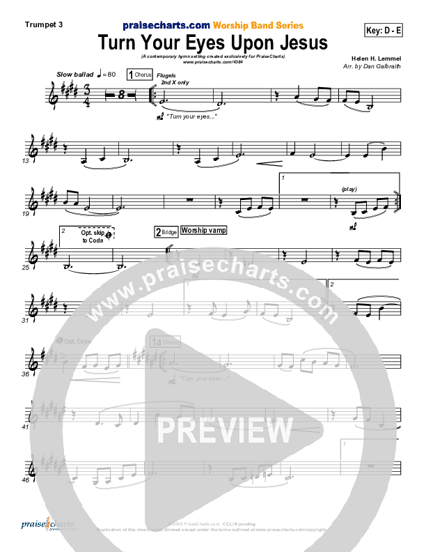 Turn Your Eyes Upon Jesus Trumpet 3 (PraiseCharts Band / Arr. Daniel Galbraith)