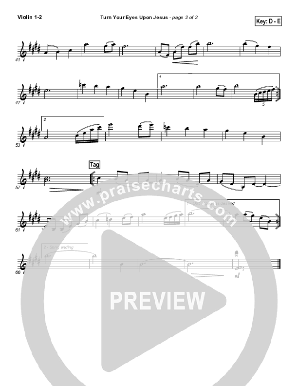 Turn Your Eyes Upon Jesus Violin 1/2 (PraiseCharts Band / Arr. Daniel Galbraith)