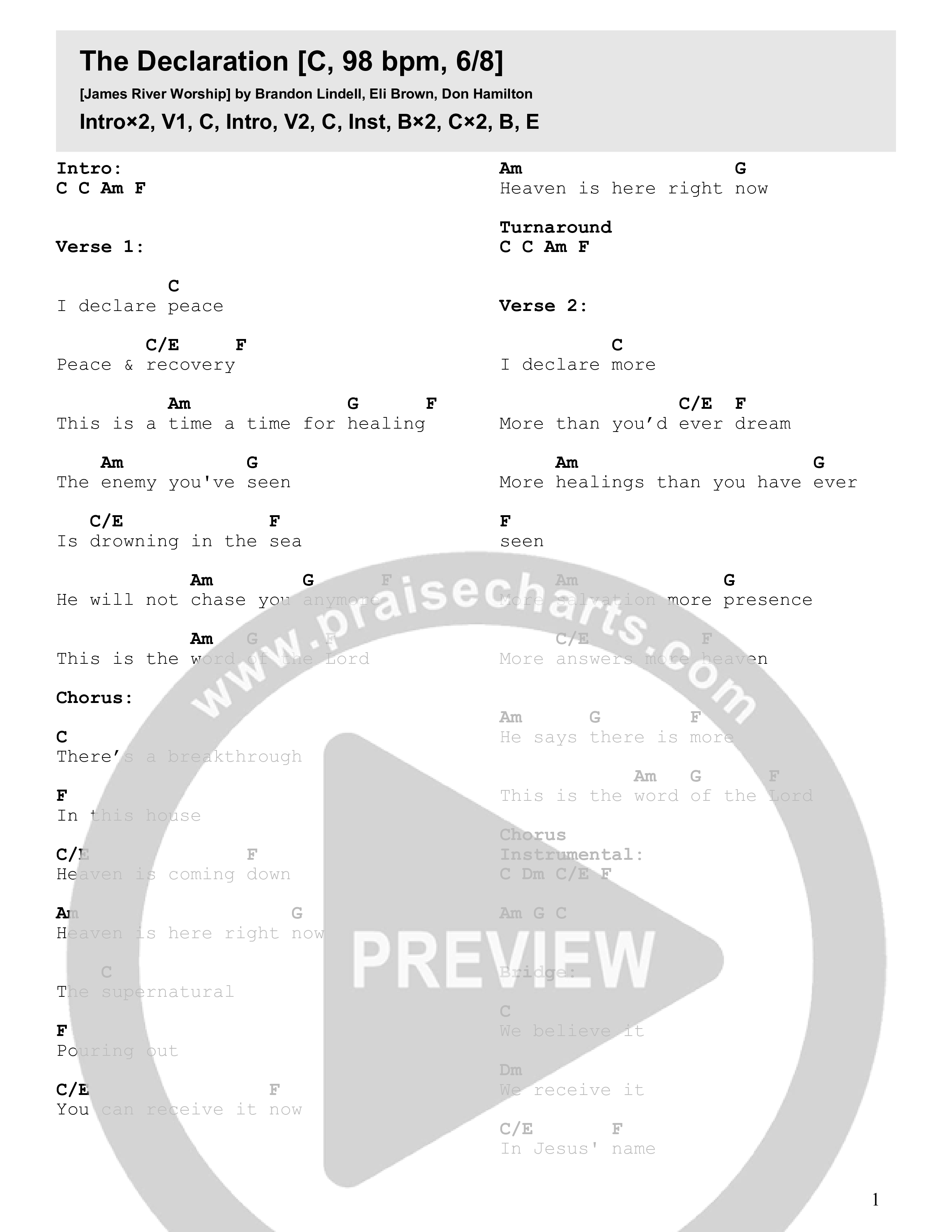 The Declaration Chord Chart (James River Worship)