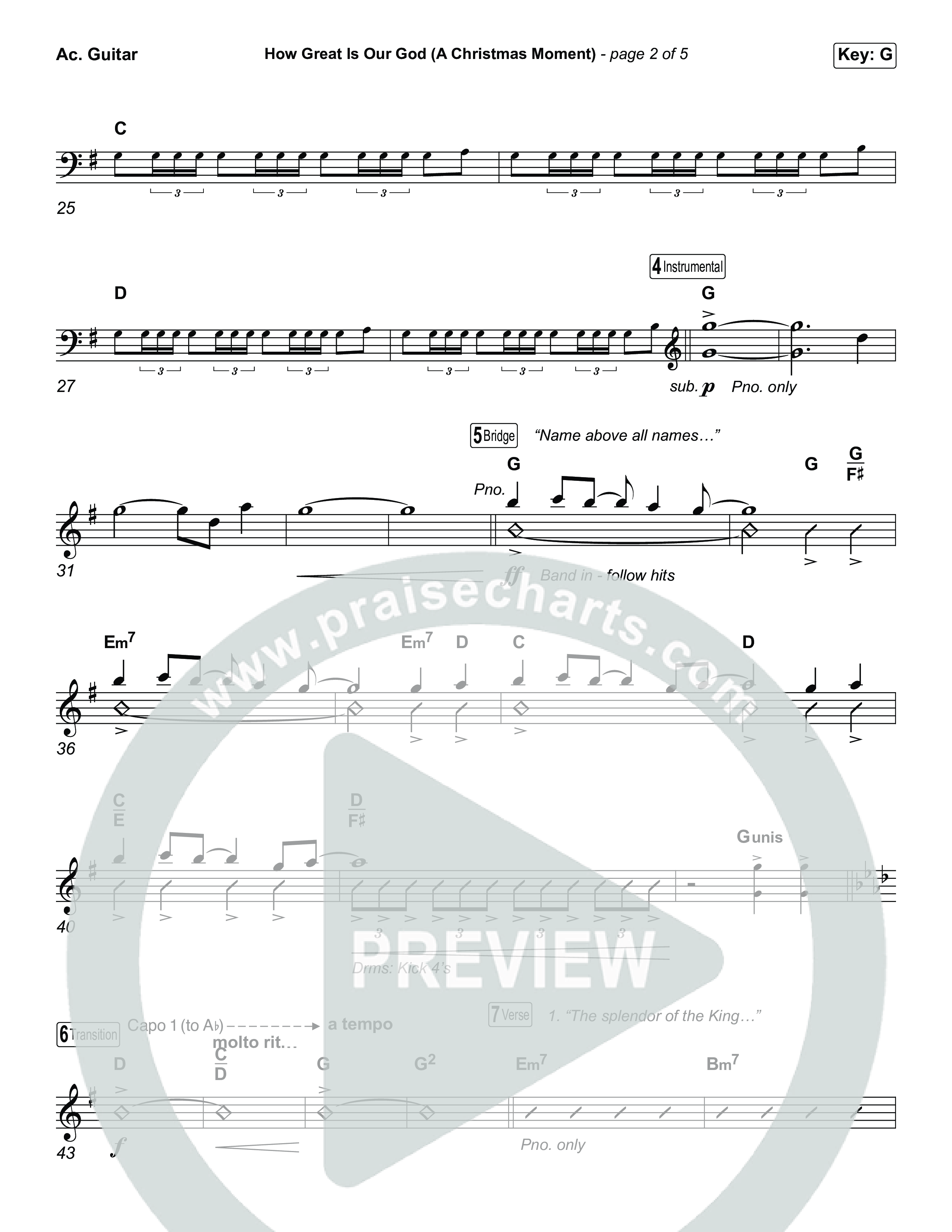 How Great Is Our God (A Christmas Moment) (Choral/SATB) Acoustic Guitar (Travis Cottrell / Arr. Mason Brown)