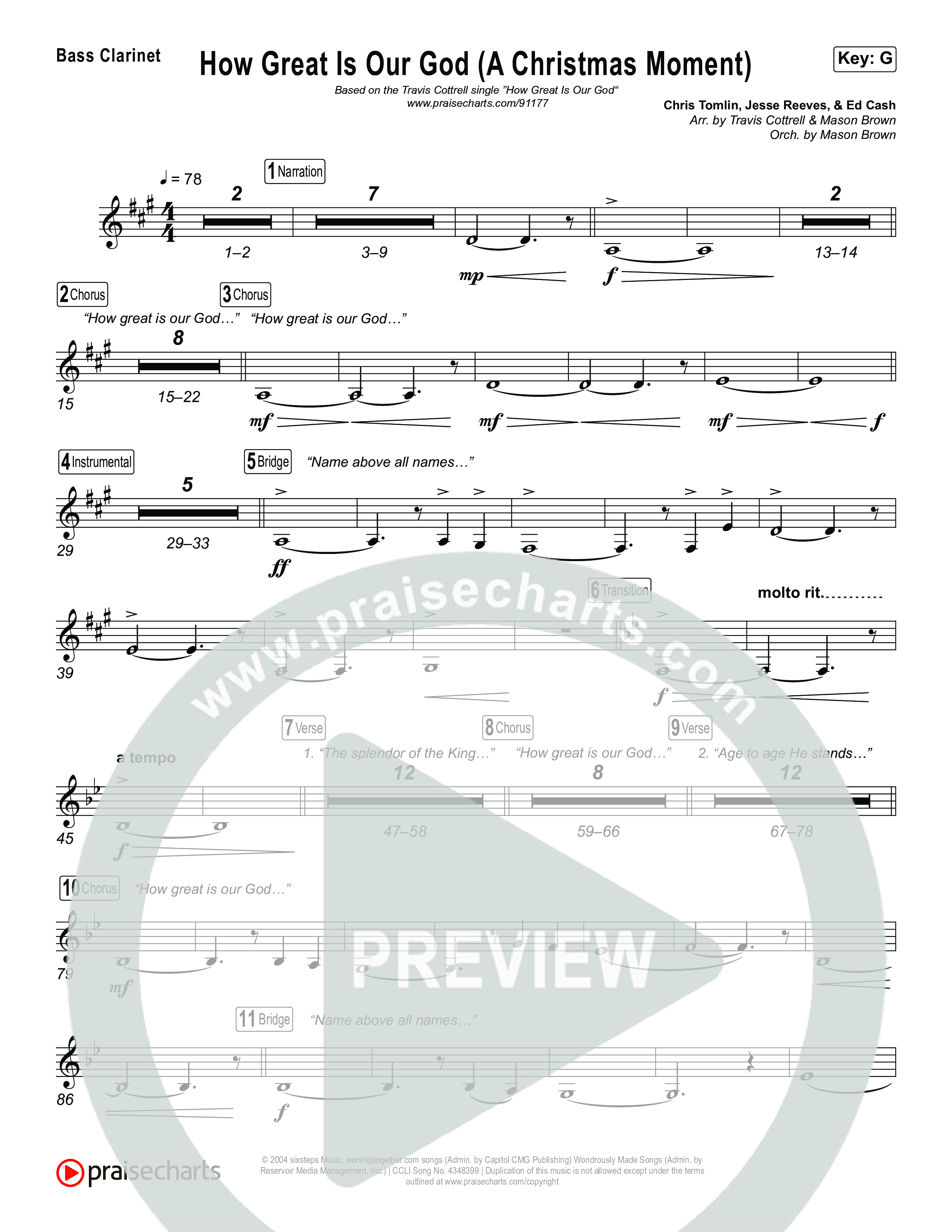 How Great Is Our God (A Christmas Moment) (Choral/SATB) Bass Clarinet (Travis Cottrell / Arr. Mason Brown)