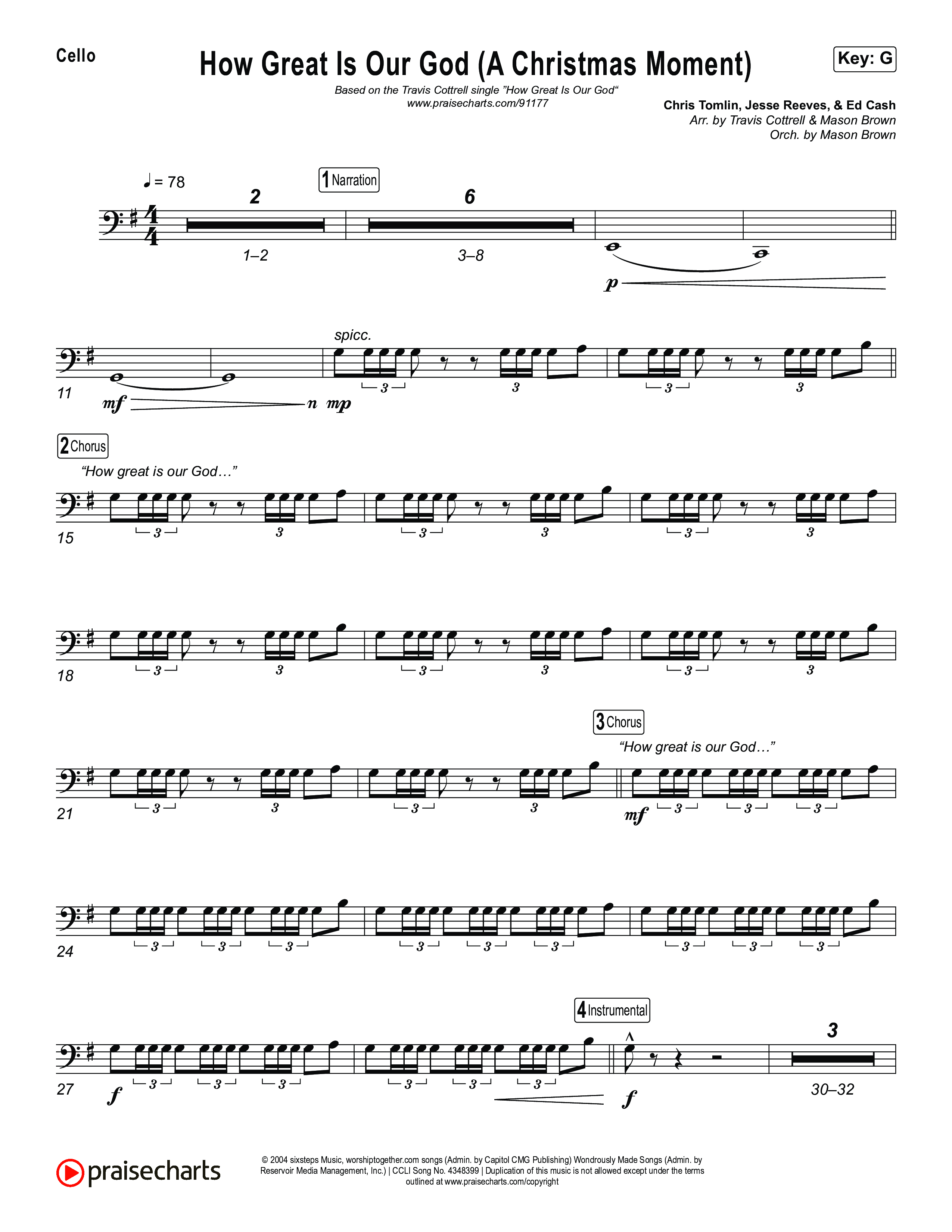 How Great Is Our God (A Christmas Moment) (Choral/SATB) Cello (Travis Cottrell / Arr. Mason Brown)