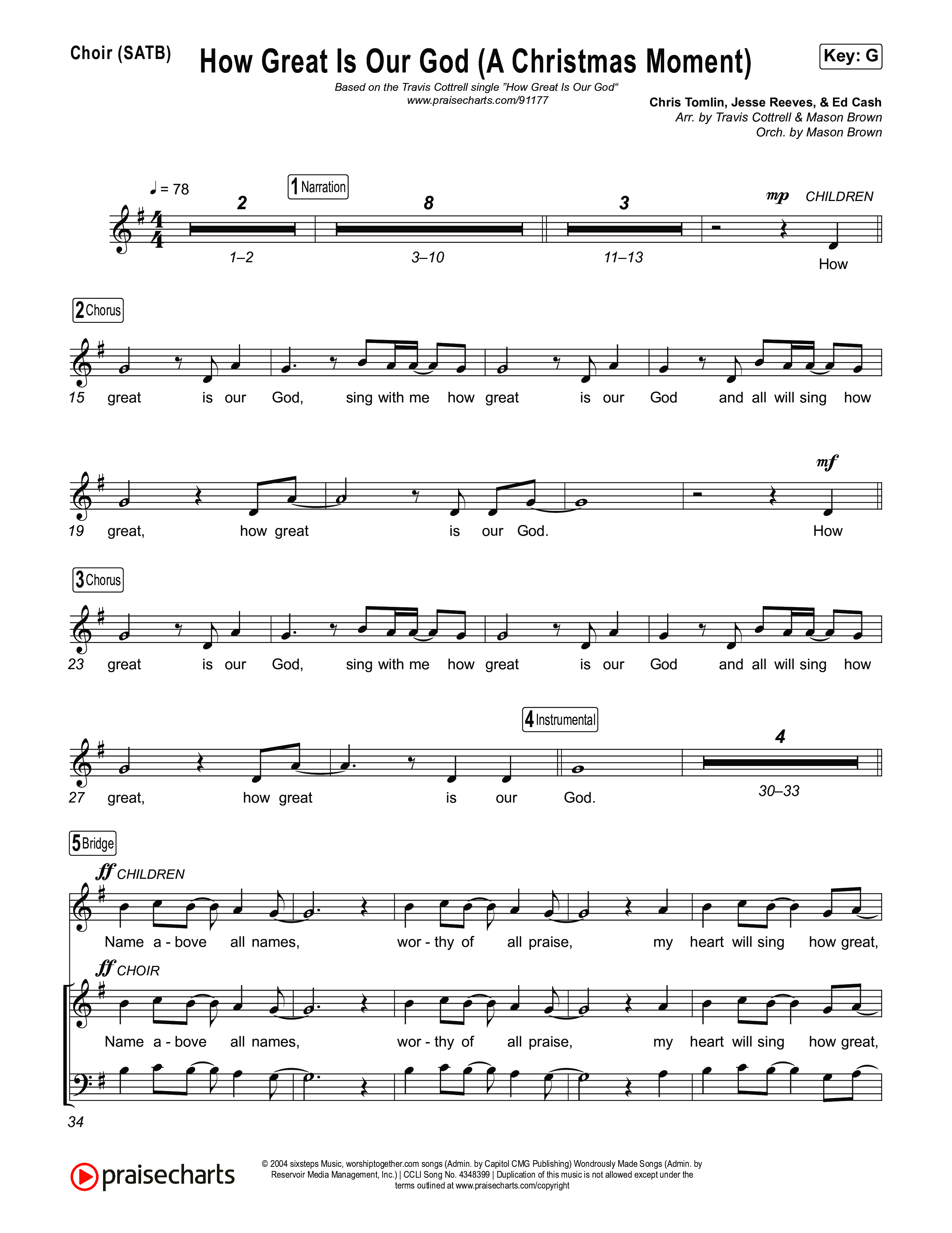 How Great Is Our God (A Christmas Moment) (Choral/SATB) Choir Sheet (SATB) (Travis Cottrell / Arr. Mason Brown)