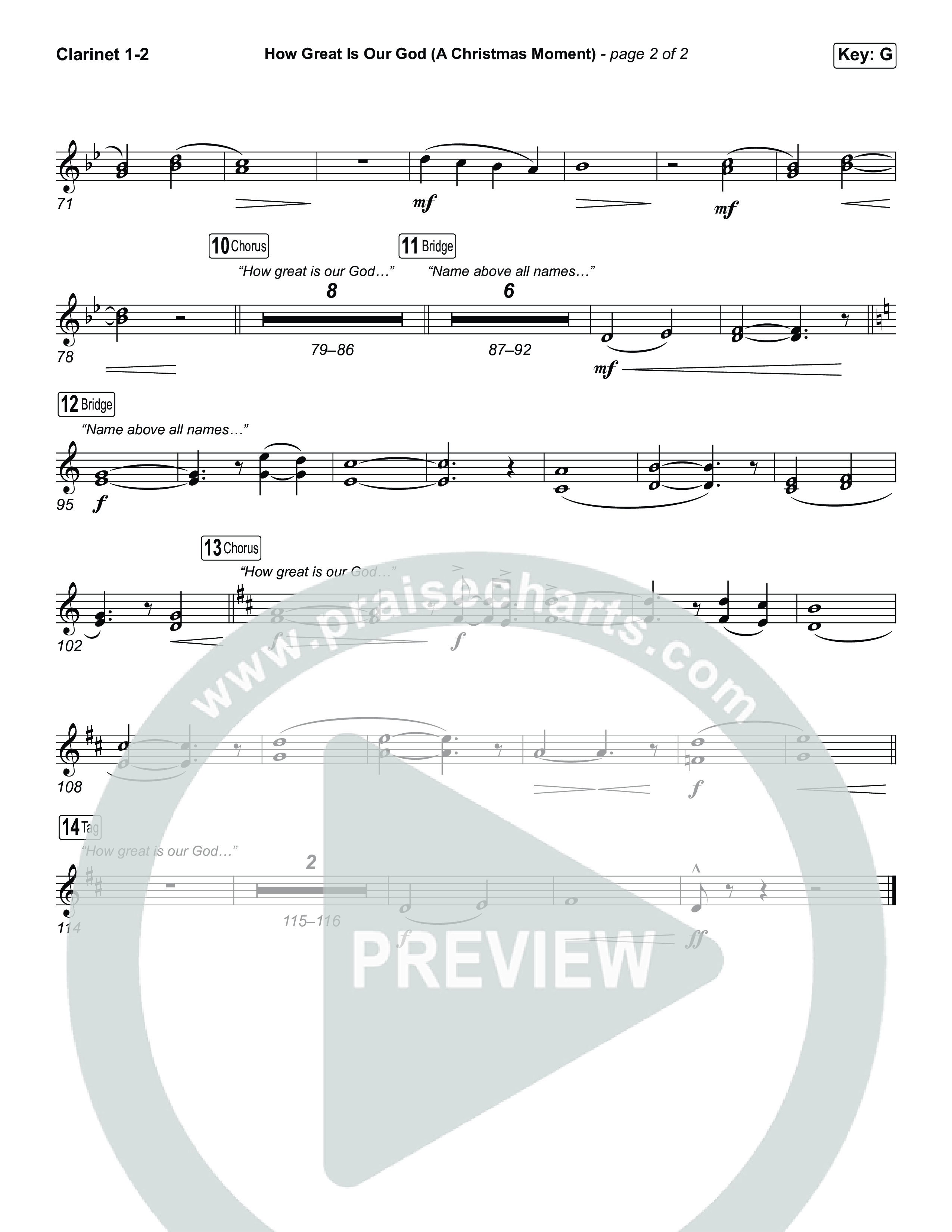 How Great Is Our God (A Christmas Moment) (Choral/SATB) Clarinet 1,2 (Travis Cottrell / Arr. Mason Brown)