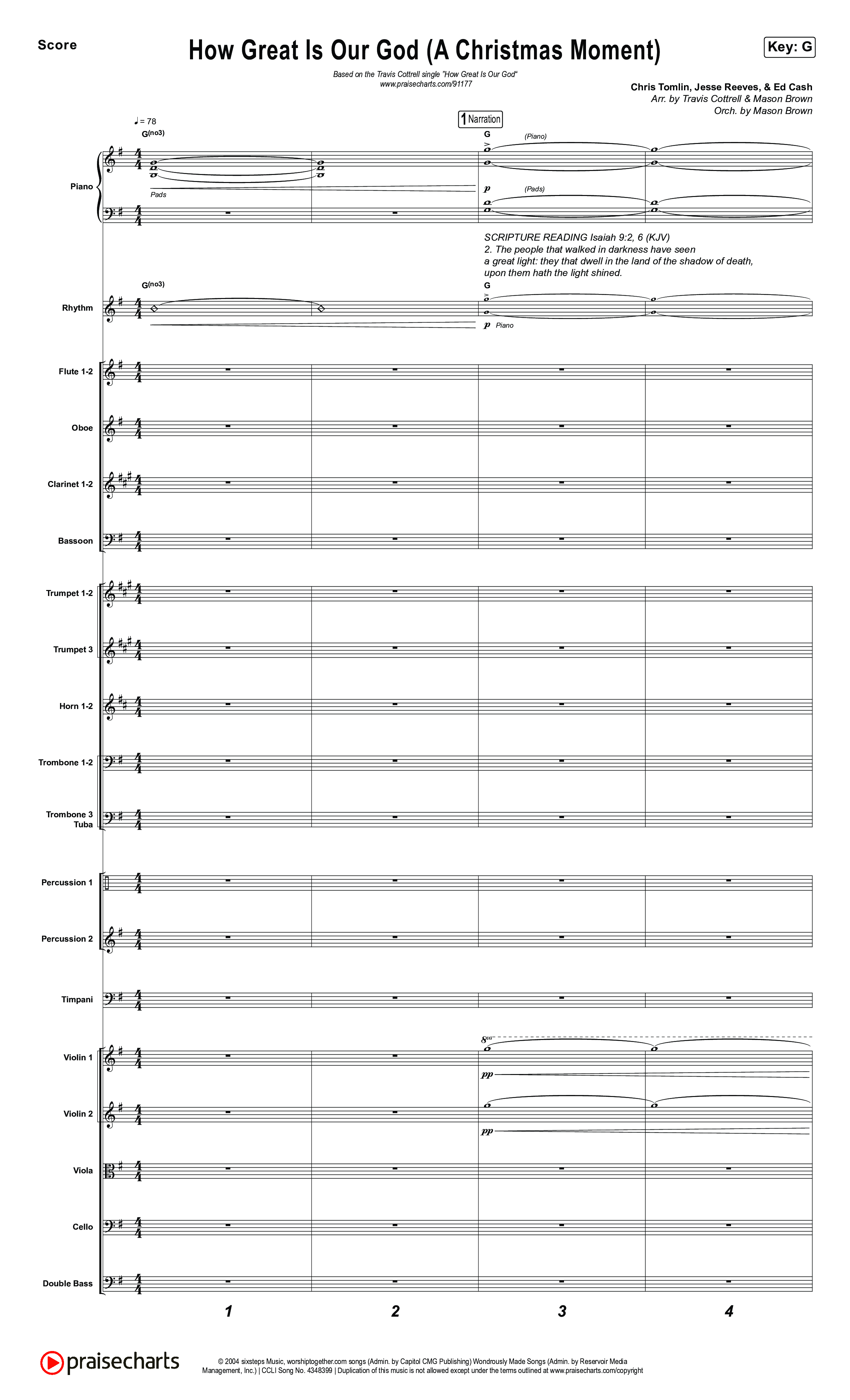 How Great Is Our God (A Christmas Moment) (Choral/SATB) Conductor's Score (Travis Cottrell / Arr. Mason Brown)
