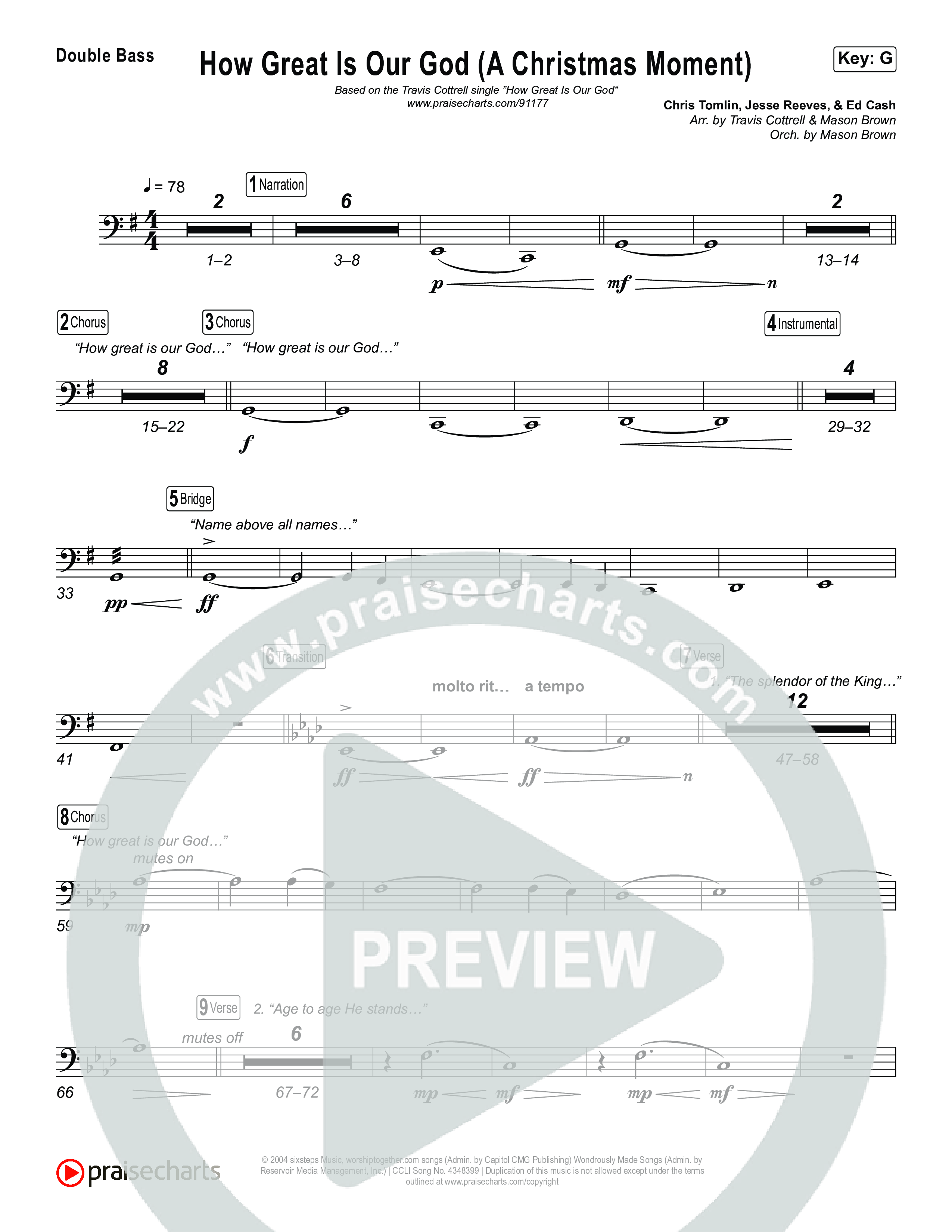 How Great Is Our God (A Christmas Moment) (Choral/SATB) String Bass (Travis Cottrell / Arr. Mason Brown)
