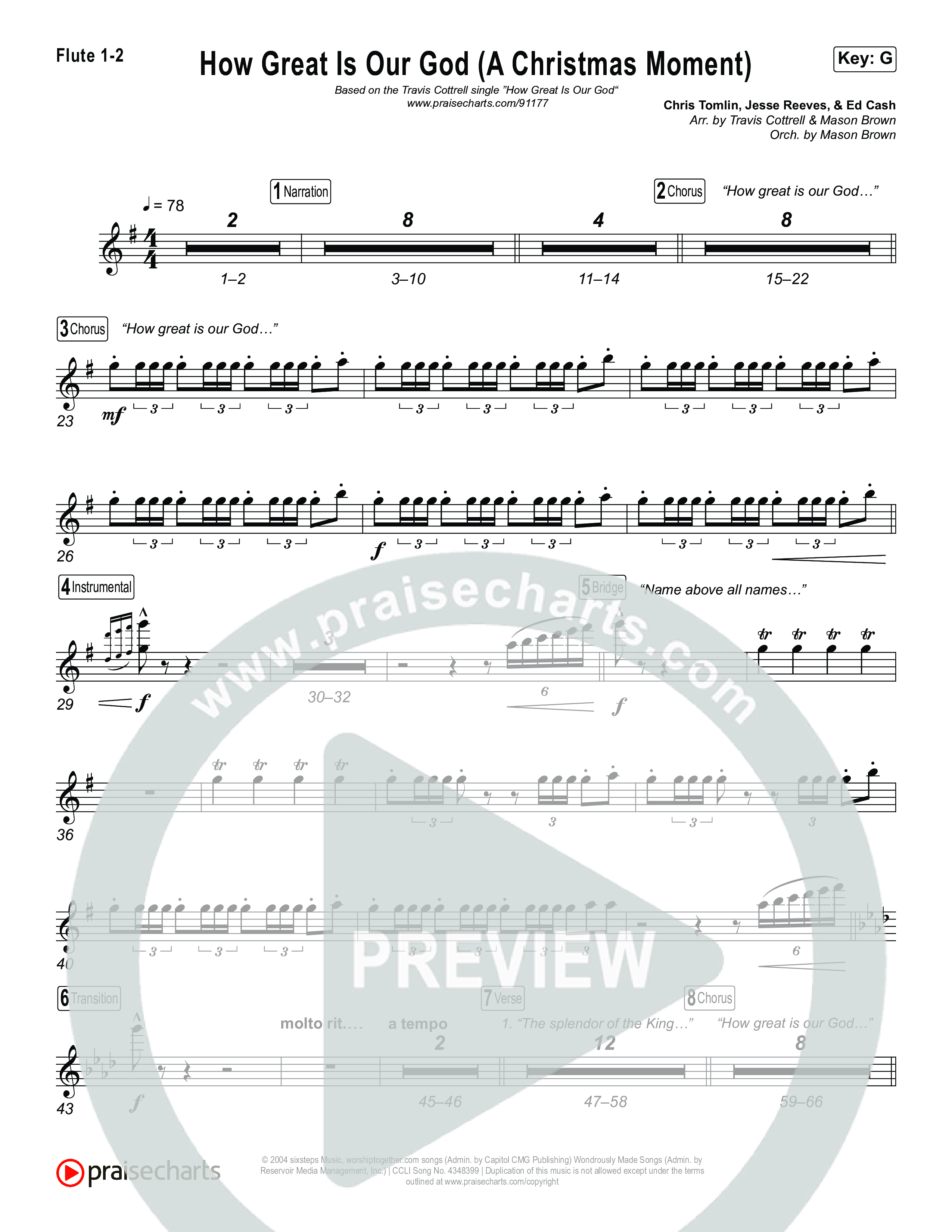 How Great Is Our God (A Christmas Moment) (Choral/SATB) Flute 1,2 (Travis Cottrell / Arr. Mason Brown)