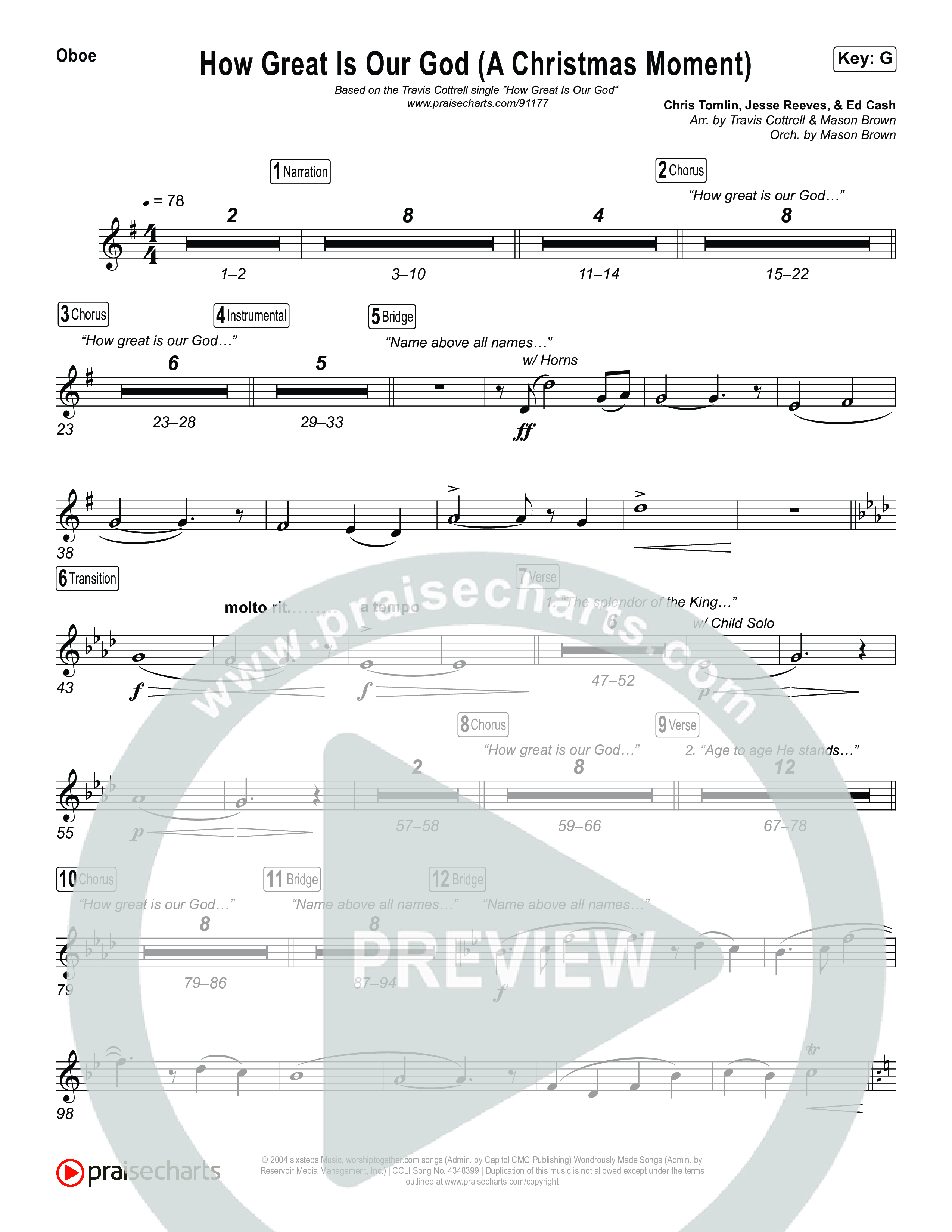 How Great Is Our God (A Christmas Moment) (Choral/SATB) Oboe (Travis Cottrell / Arr. Mason Brown)