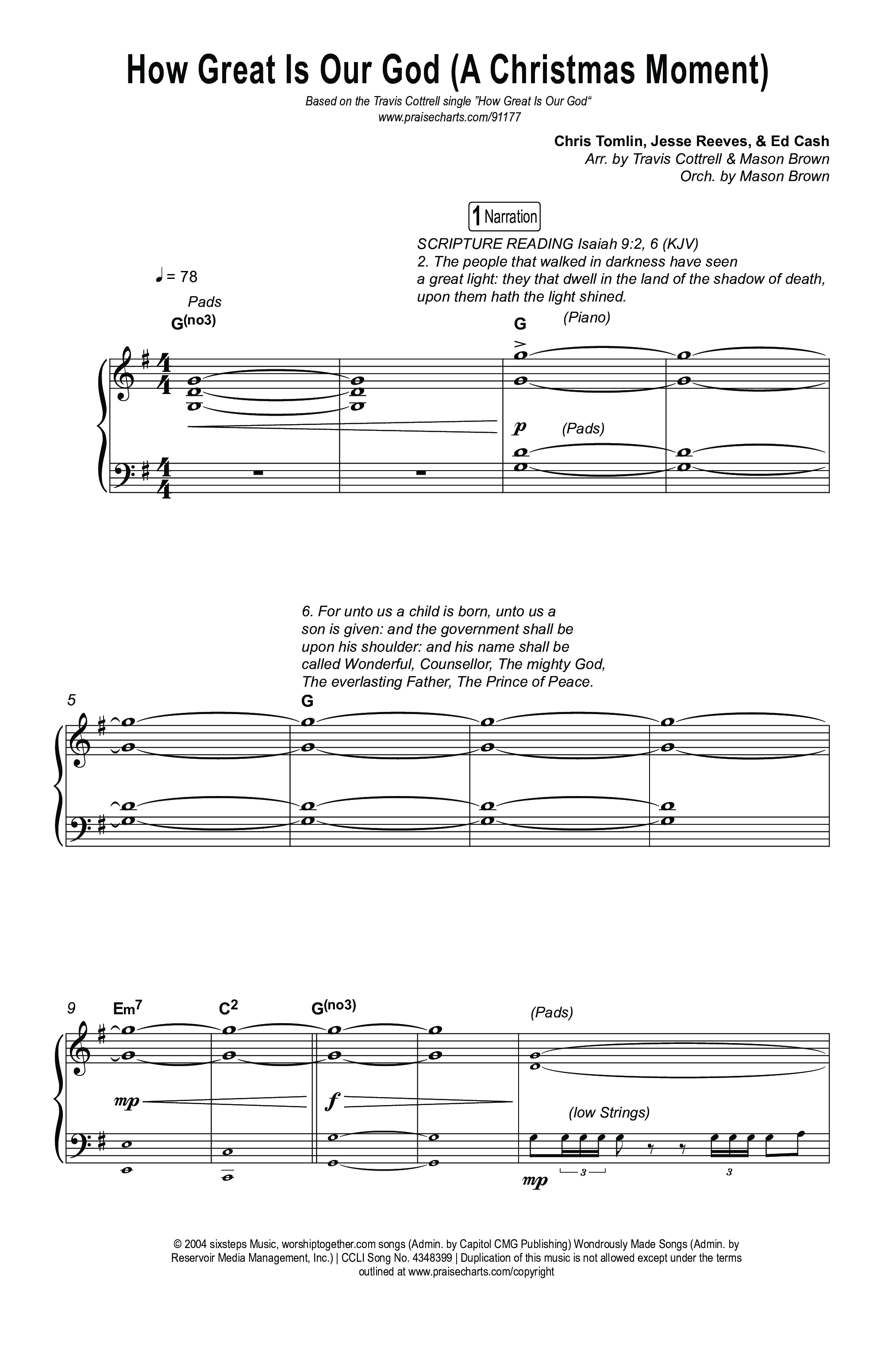 How Great Is Our God (A Christmas Moment) (Choral/SATB) Octavo (SATB & Pno) (Travis Cottrell / Arr. Mason Brown)