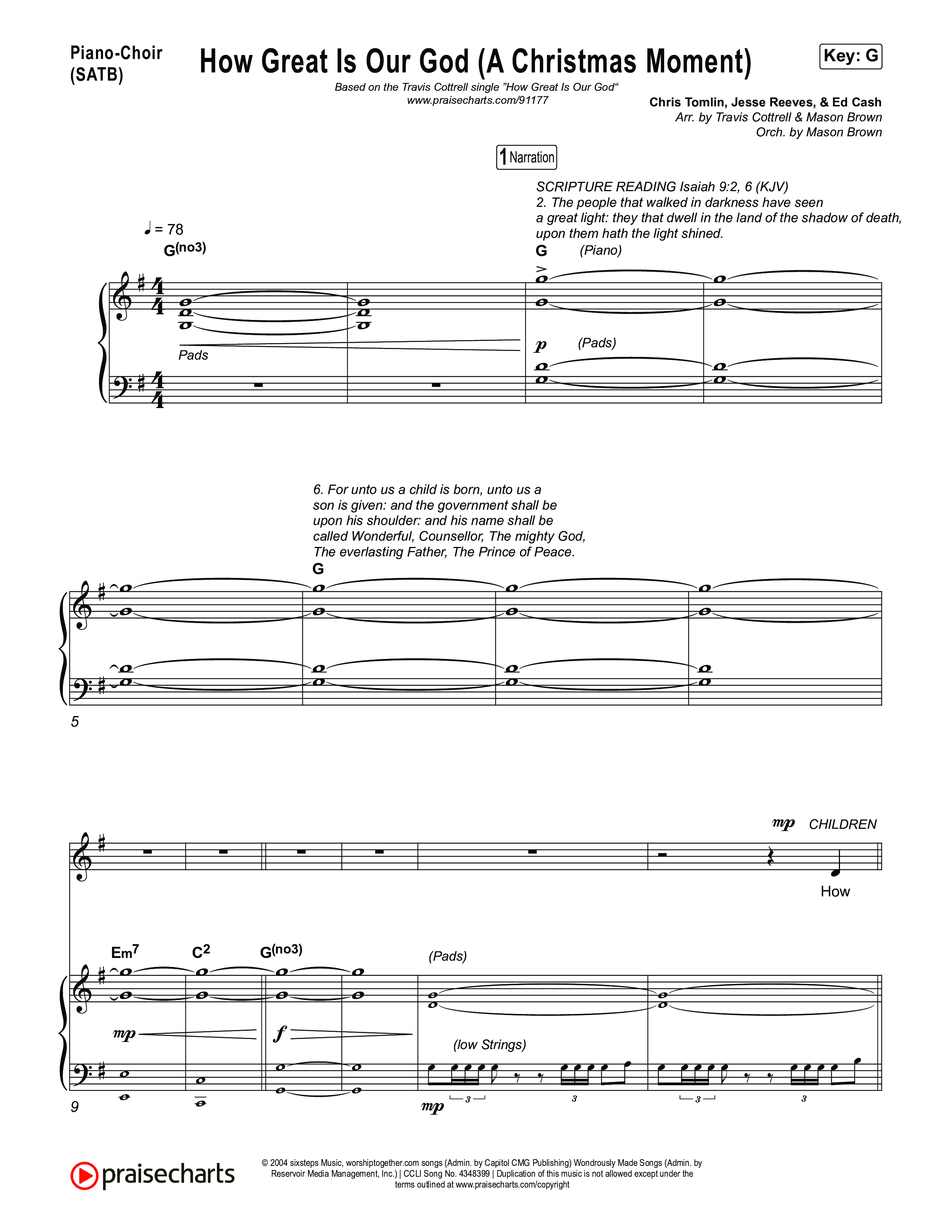 How Great Is Our God (A Christmas Moment) (Choral/SATB) Piano/Vocal (SATB) (Travis Cottrell / Arr. Mason Brown)