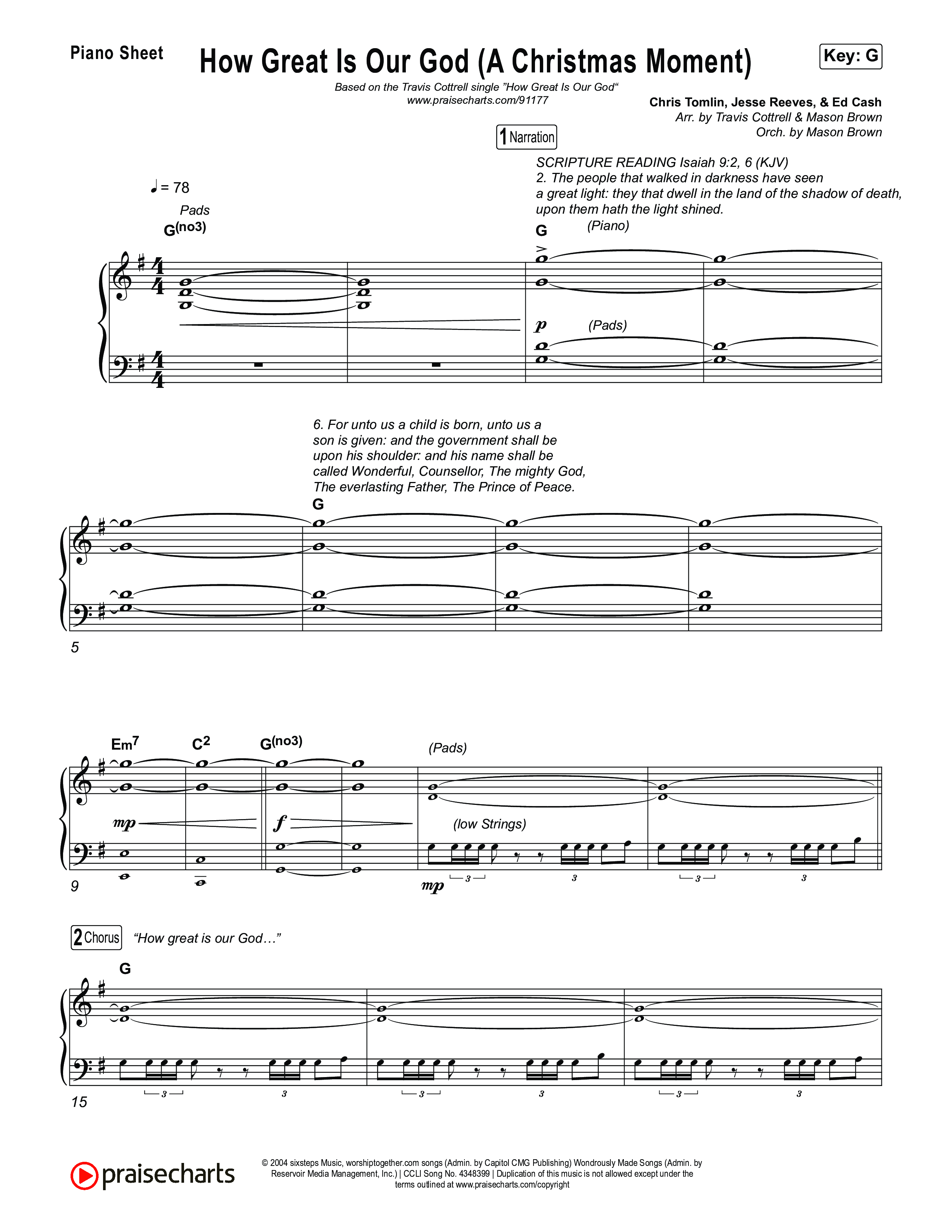 How Great Is Our God (A Christmas Moment) (Choral/SATB) Piano Sheet (Travis Cottrell / Arr. Mason Brown)