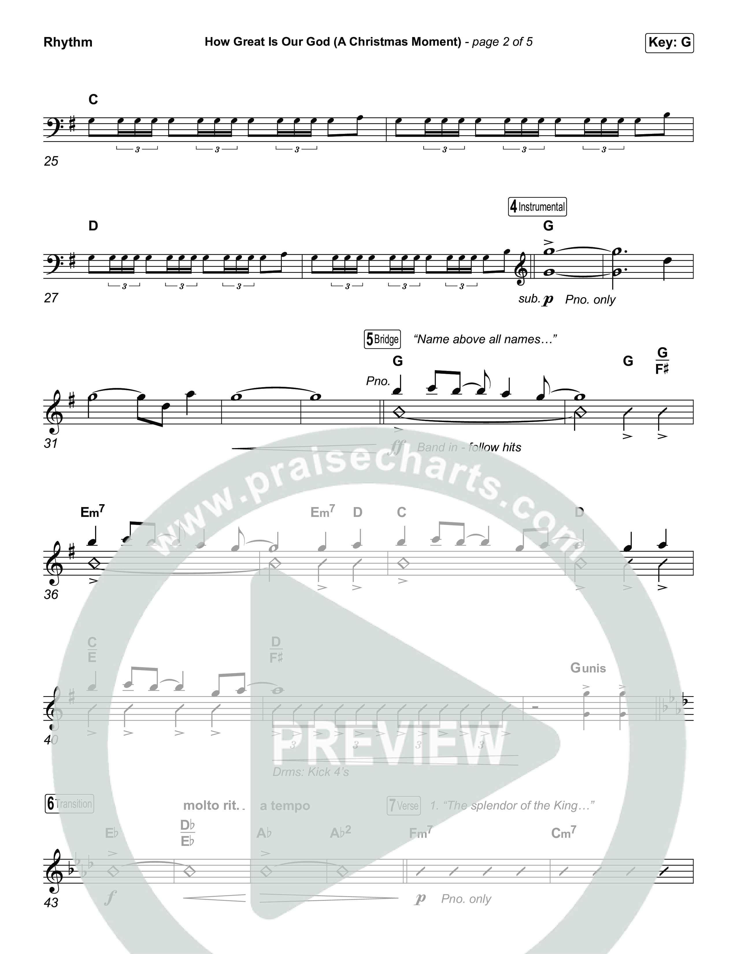 How Great Is Our God (A Christmas Moment) (Choral/SATB) Rhythm Chart (Travis Cottrell / Arr. Mason Brown)