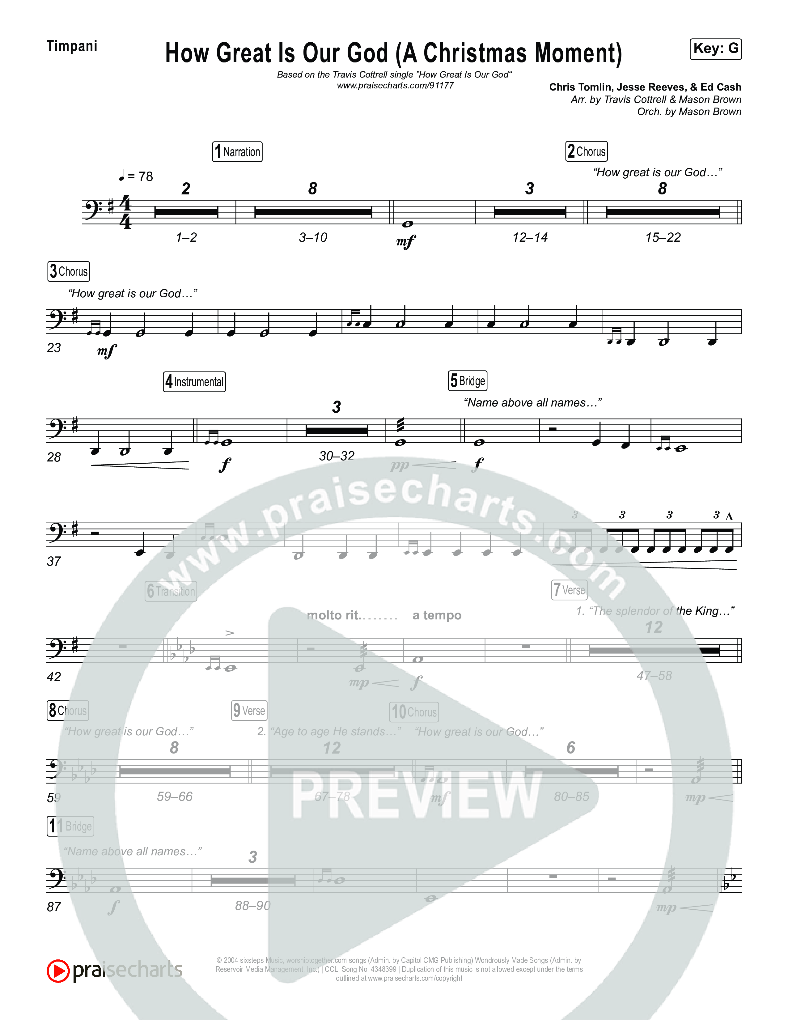 How Great Is Our God (A Christmas Moment) (Choral/SATB) Timpani (Travis Cottrell / Arr. Mason Brown)