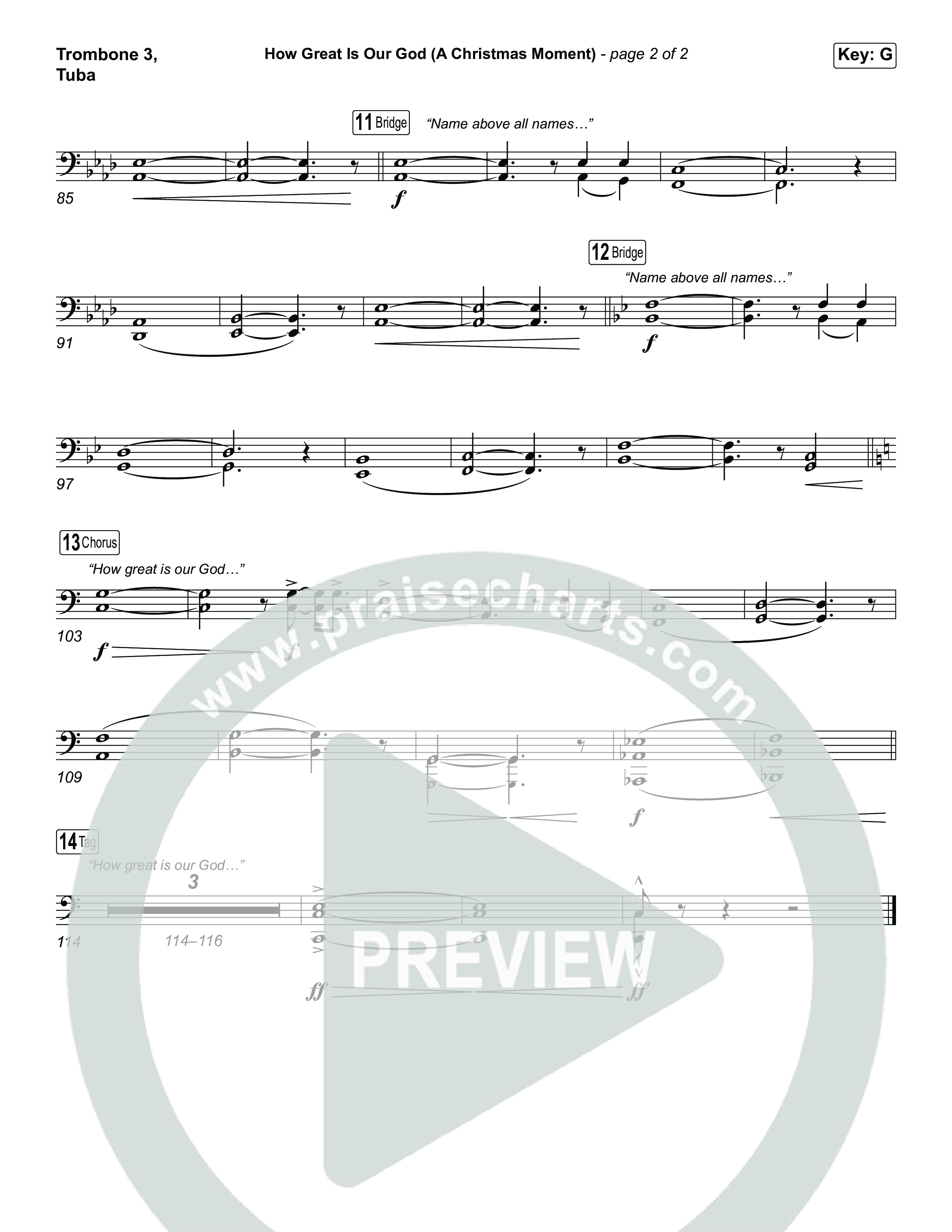 How Great Is Our God (A Christmas Moment) (Choral/SATB) Trombone 3/Tuba (Travis Cottrell / Arr. Mason Brown)