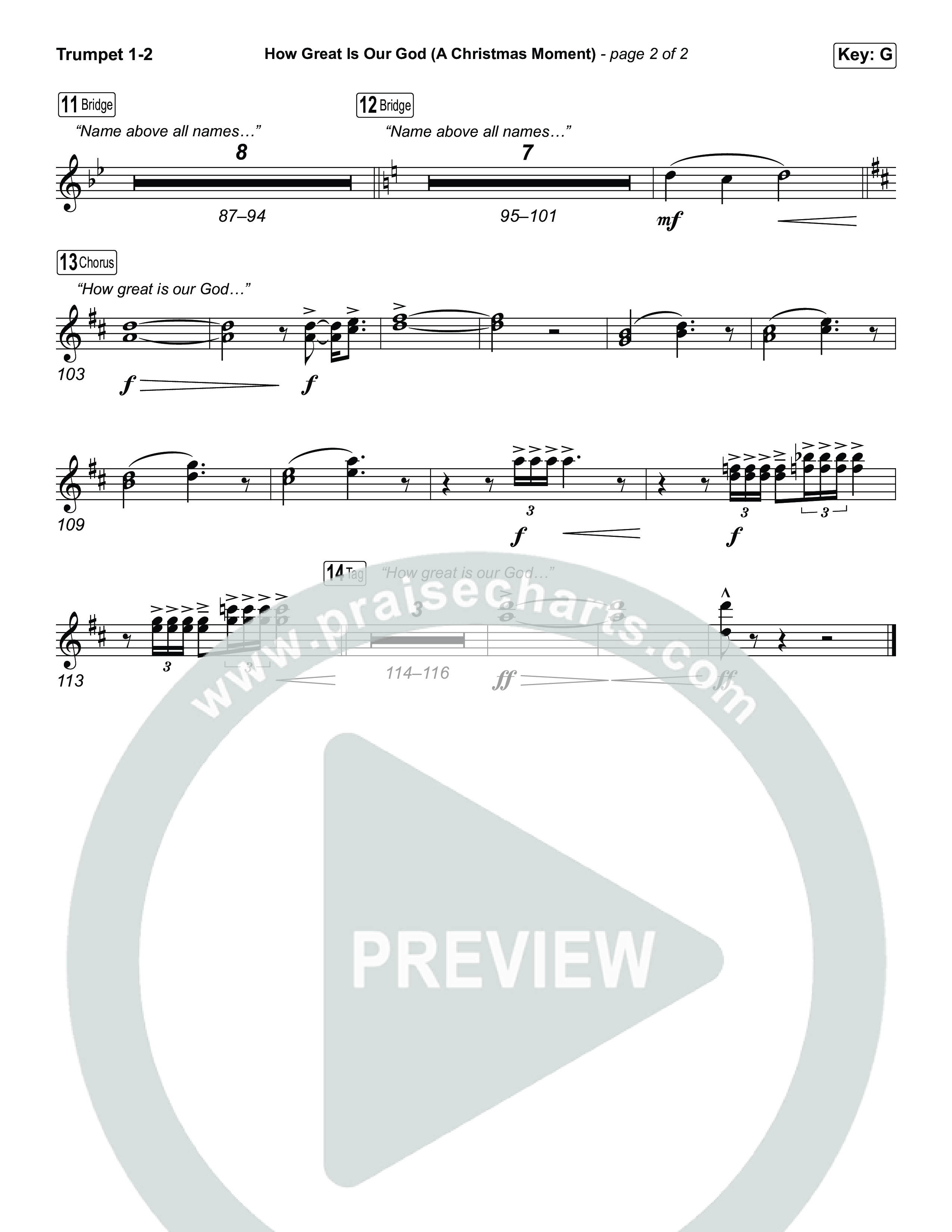 How Great Is Our God (A Christmas Moment) (Choral/SATB) Trumpet 1,2 (Travis Cottrell / Arr. Mason Brown)