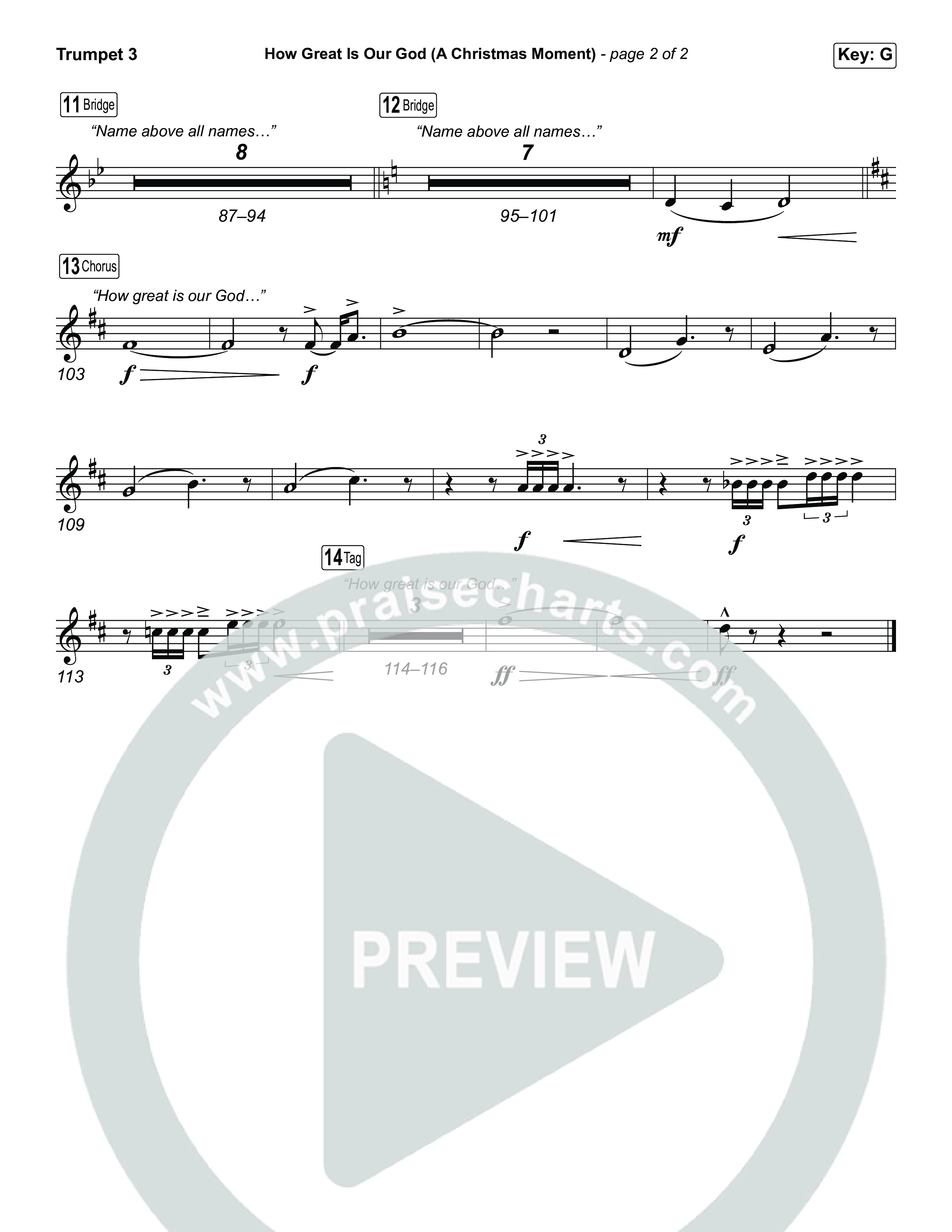 How Great Is Our God (A Christmas Moment) (Choral/SATB) Trumpet 3 (Travis Cottrell / Arr. Mason Brown)