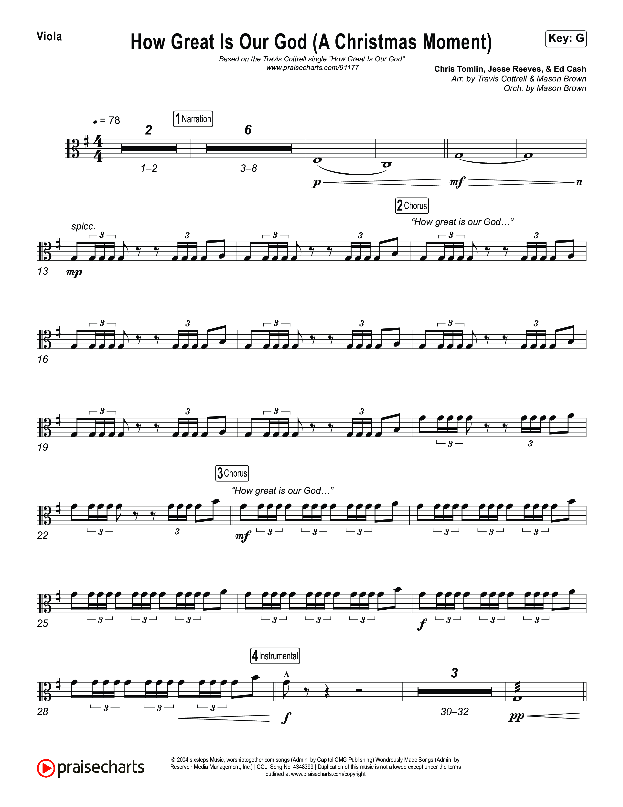 How Great Is Our God (A Christmas Moment) (Choral/SATB) Viola (Travis Cottrell / Arr. Mason Brown)
