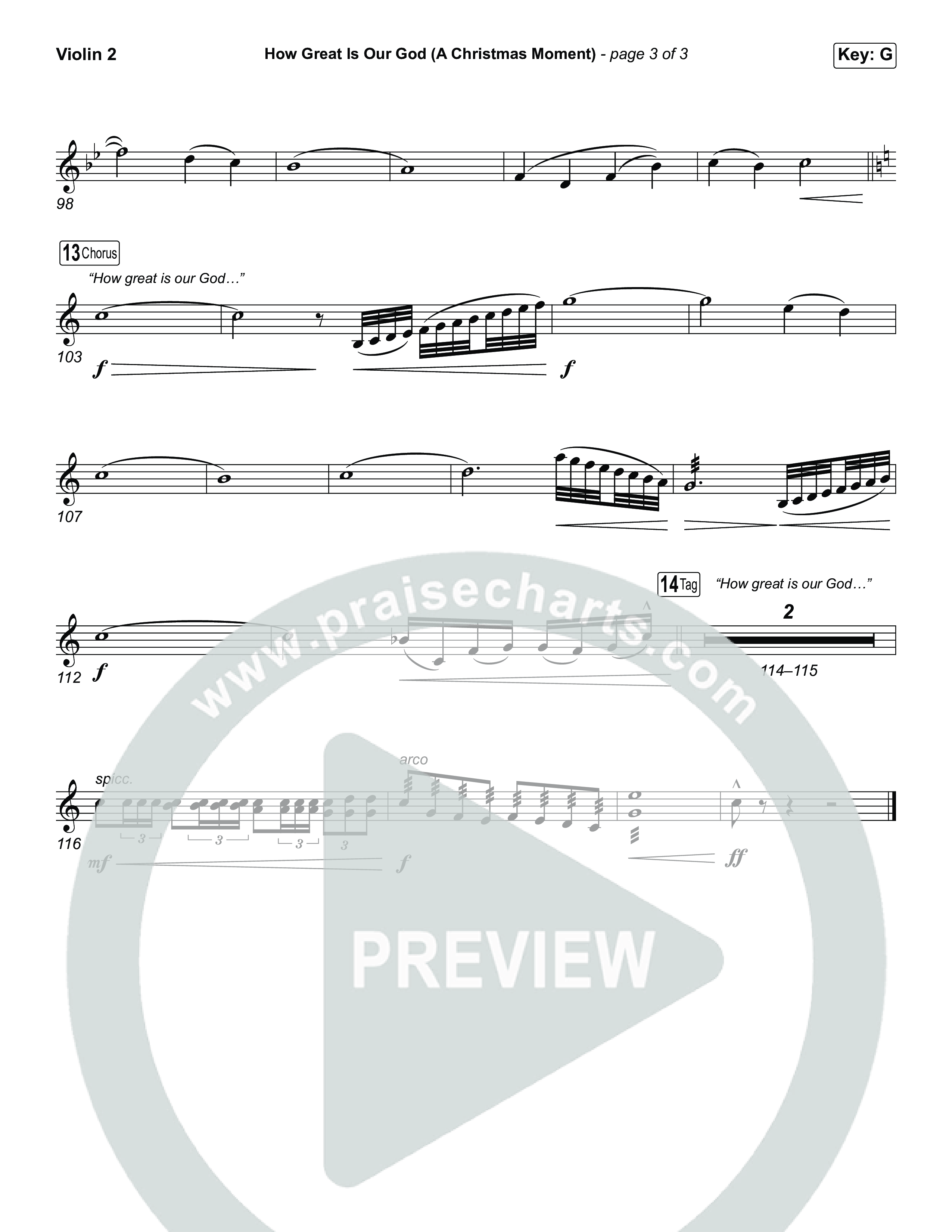 How Great Is Our God (A Christmas Moment) (Choral/SATB) Violin 2 (Travis Cottrell / Arr. Mason Brown)
