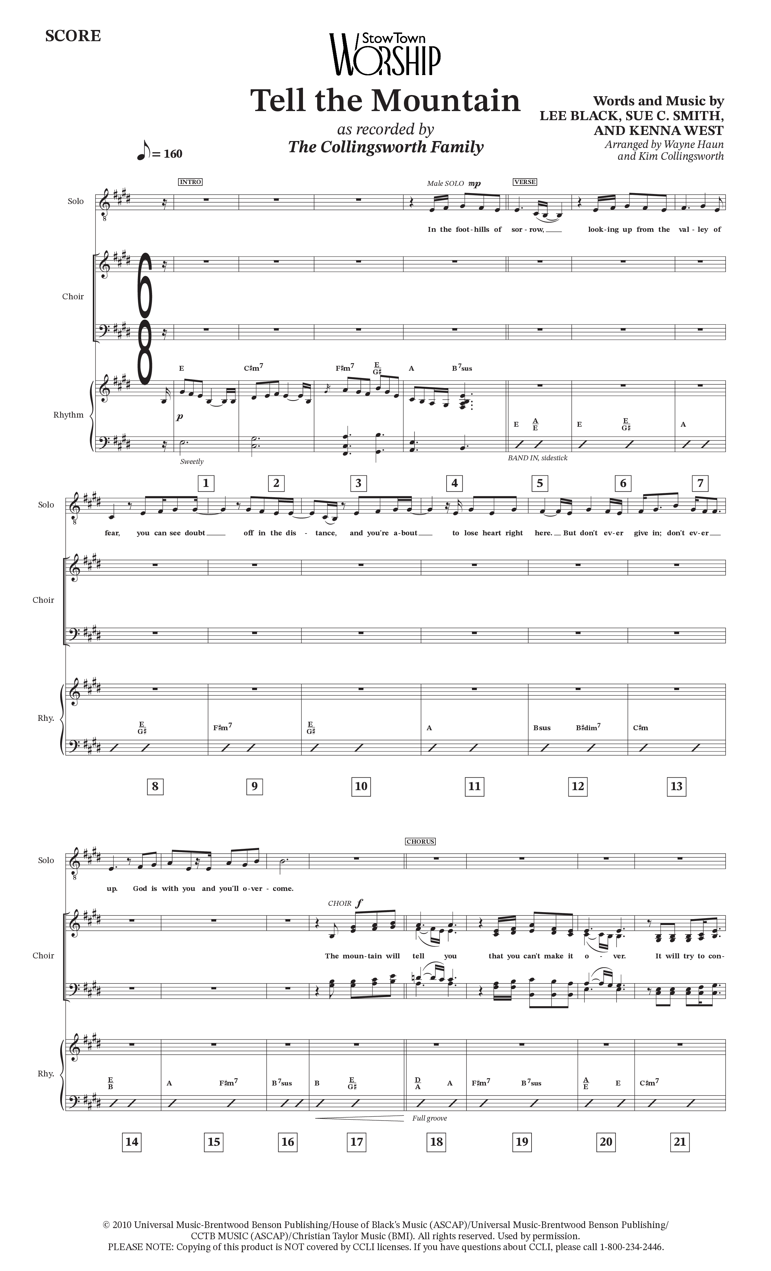 Tell The Mountain (Choral Anthem SATB) Rhythm/Vocal (Collingsworth Family)