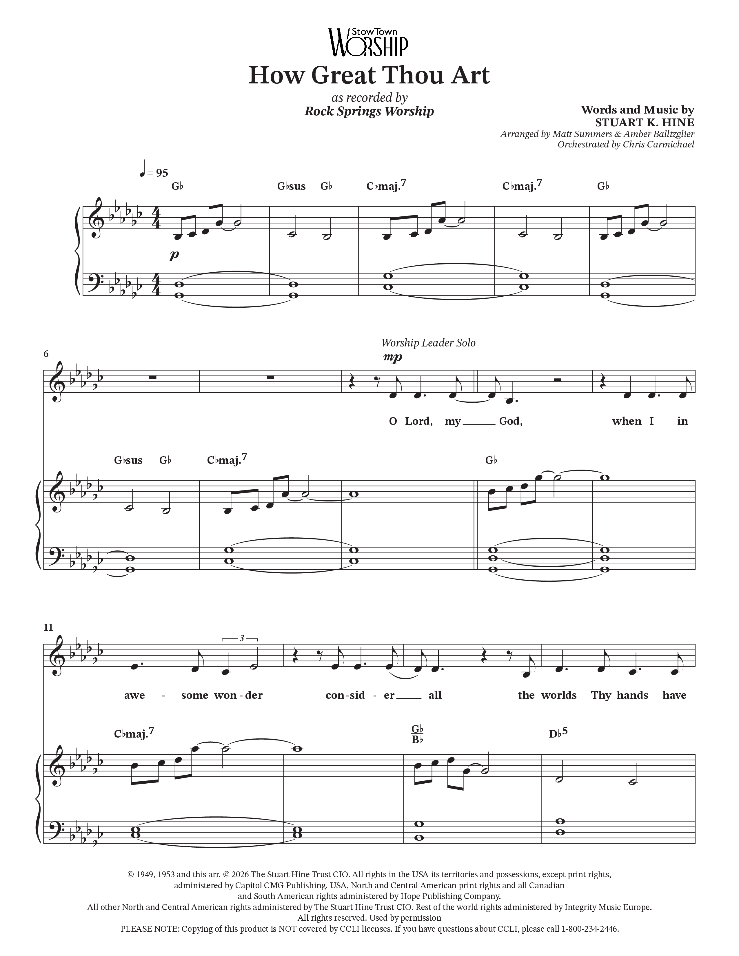 How Great Thou Art Piano/Vocal Pack (Rock Springs Worship)