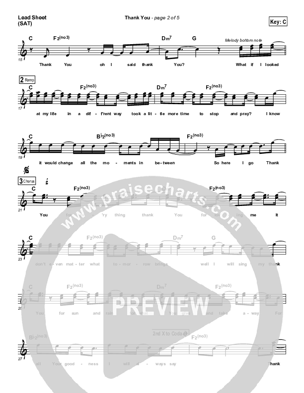 Thank You Lead Sheet (33 Miles)