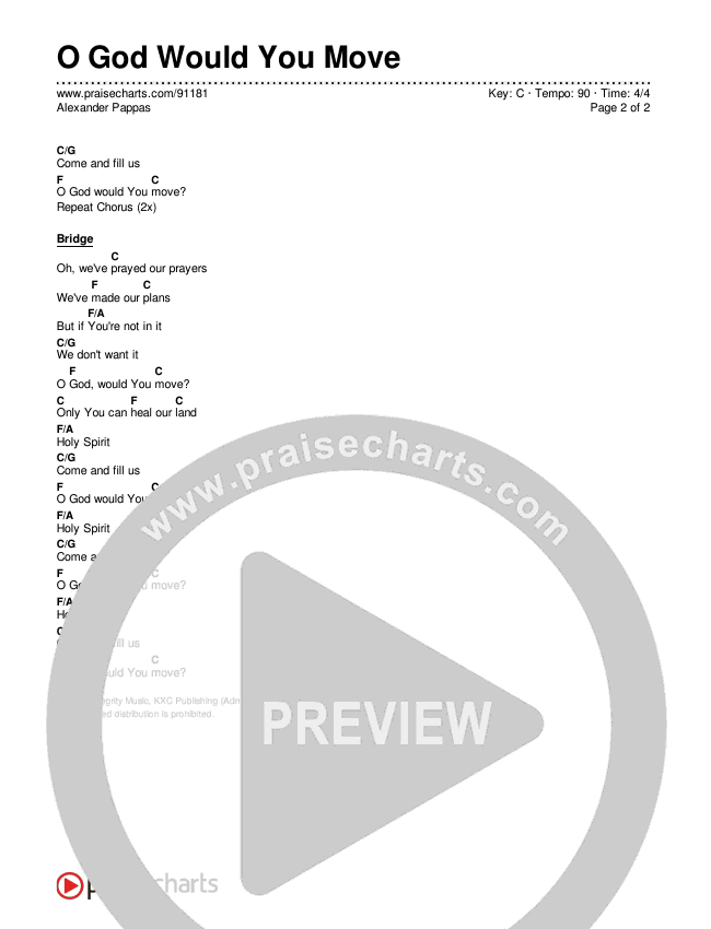 O God Would You Move Chord Chart (Alexander Pappas / Integrity Worship)