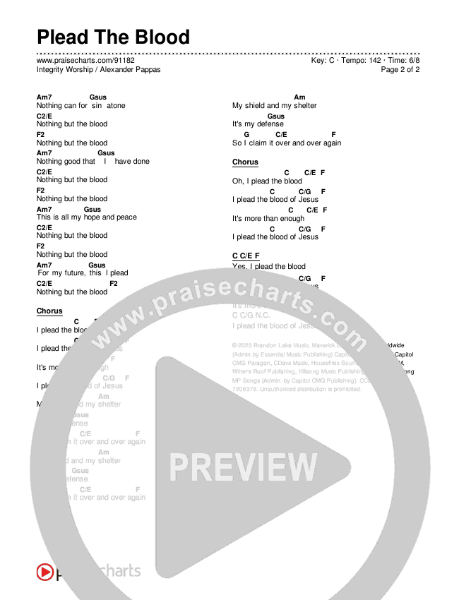Plead The Blood Chord Chart (Alexander Pappas / Integrity Worship)