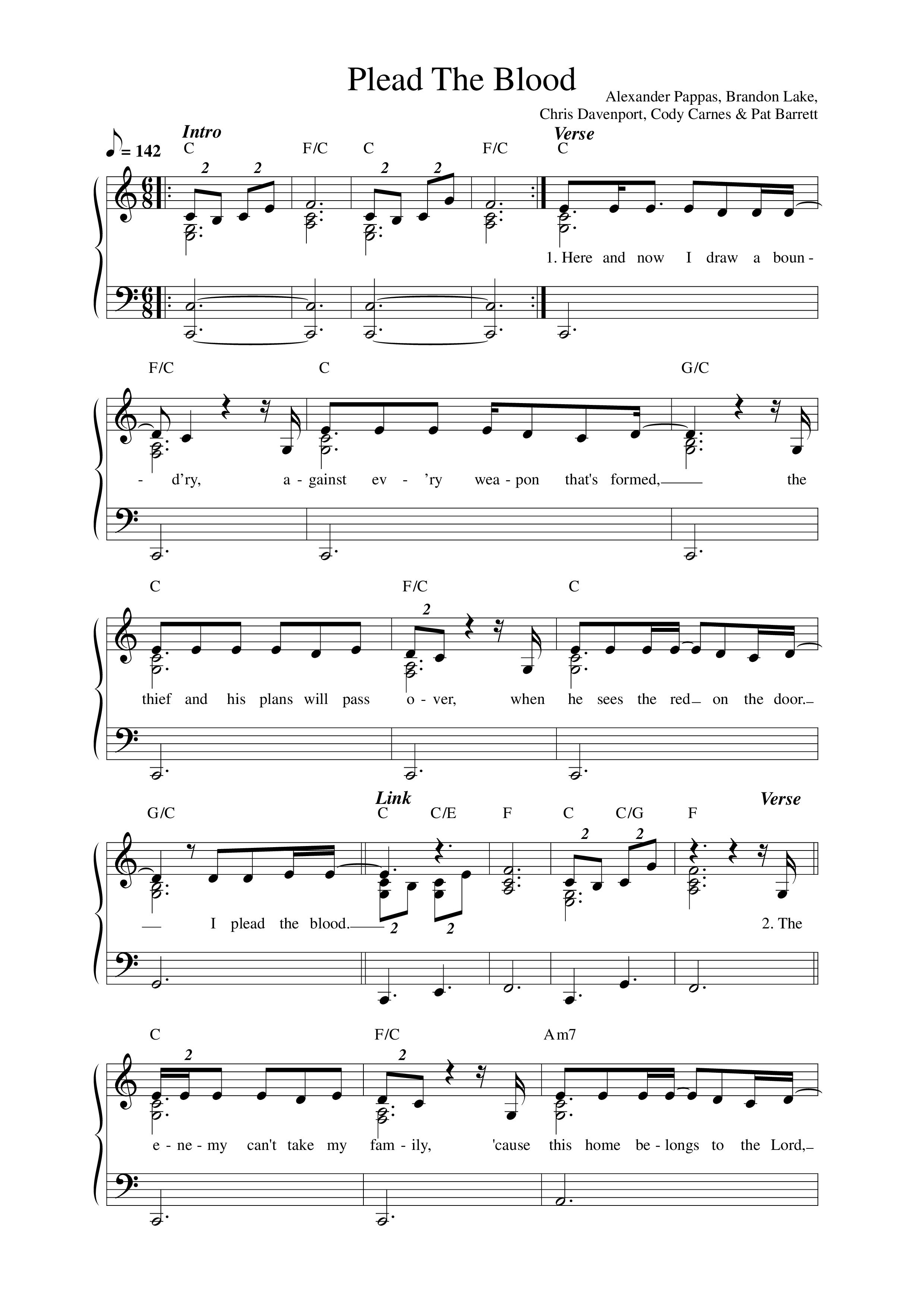 Plead The Blood Lead Sheet Melody (Alexander Pappas / Integrity Worship)