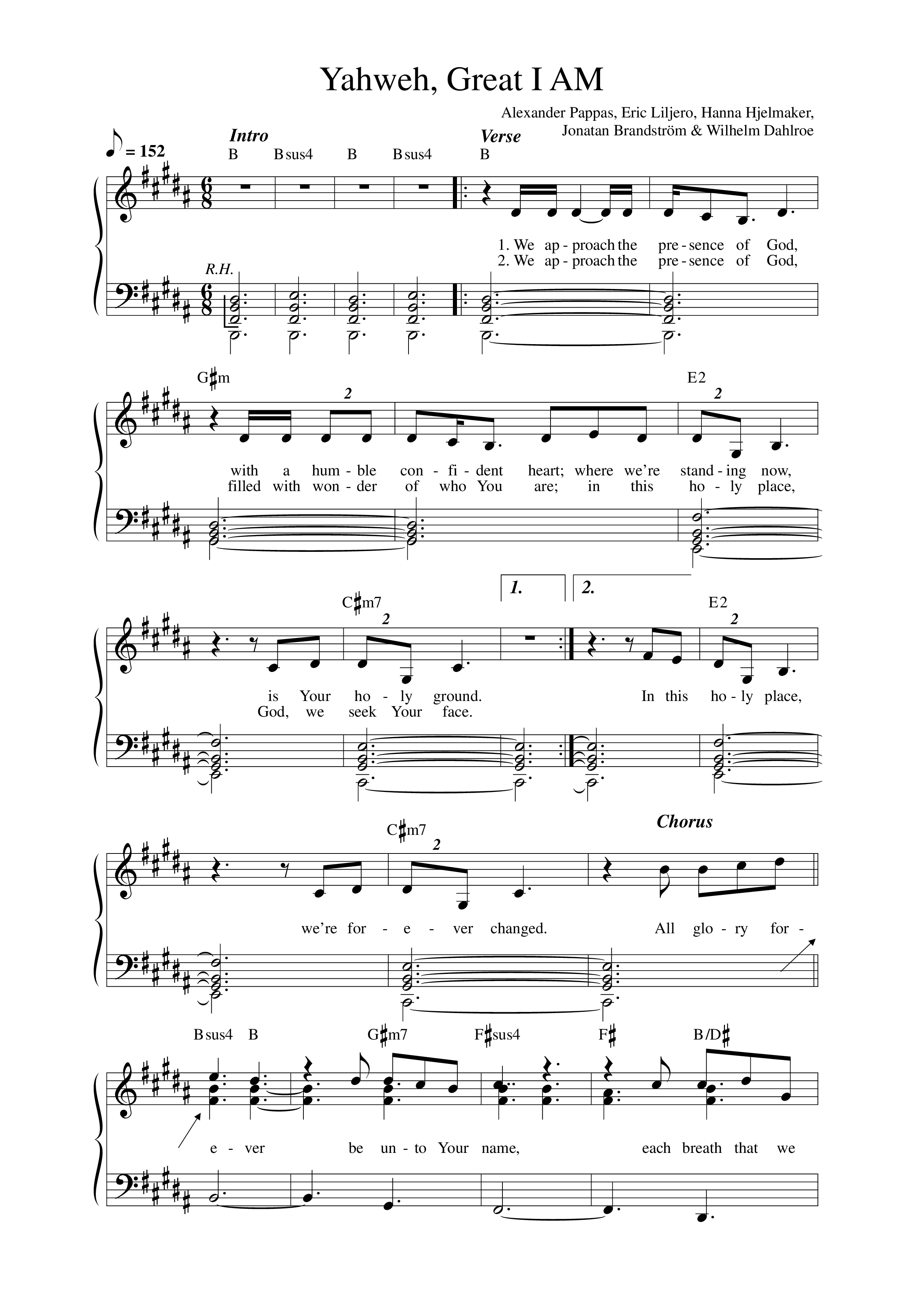 Yahweh Great I Am Lead Sheet Melody (Alexander Pappas / Integrity Worship)