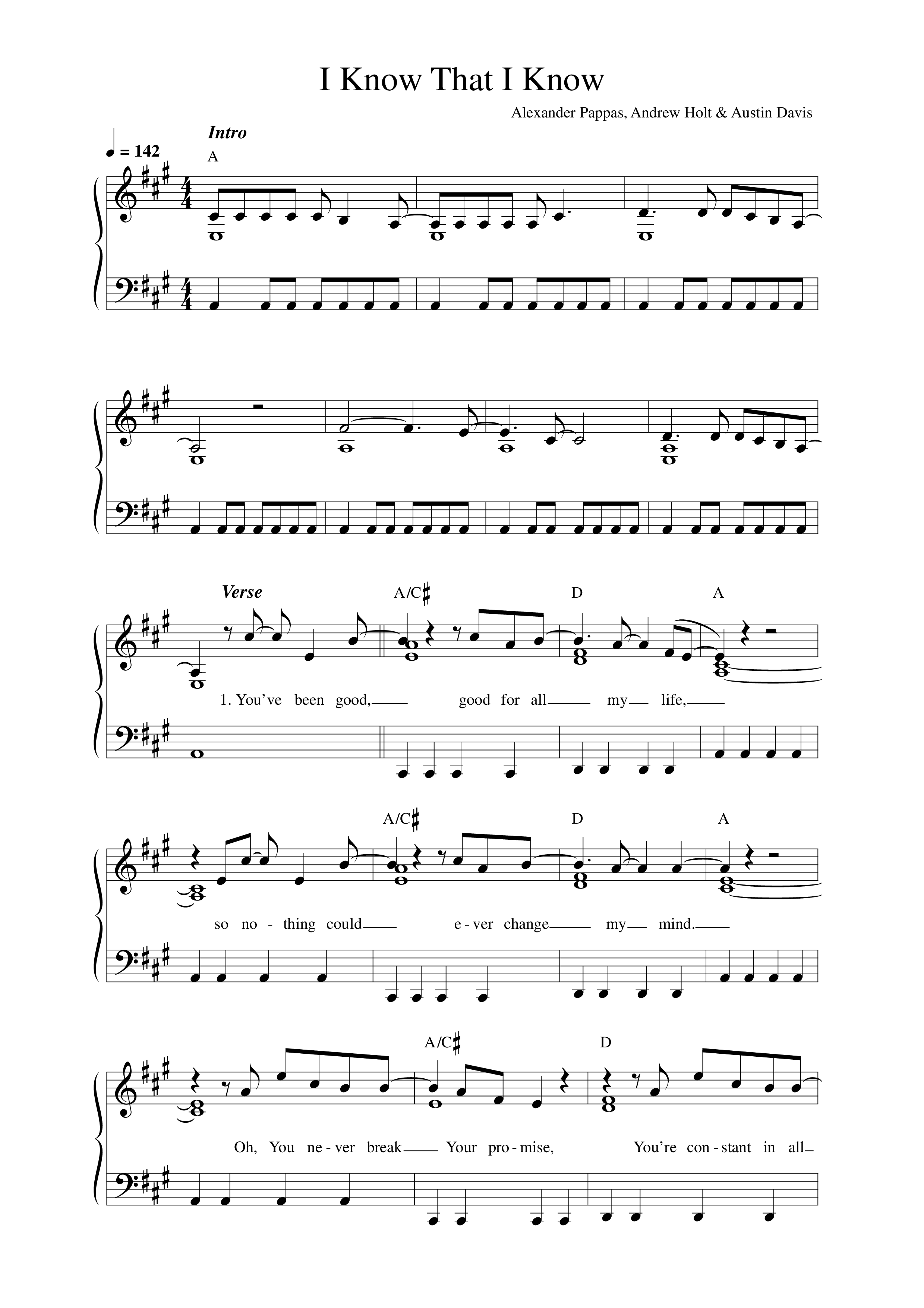 I Know That I Know Lead Sheet Melody (Alexander Pappas / Integrity Worship)