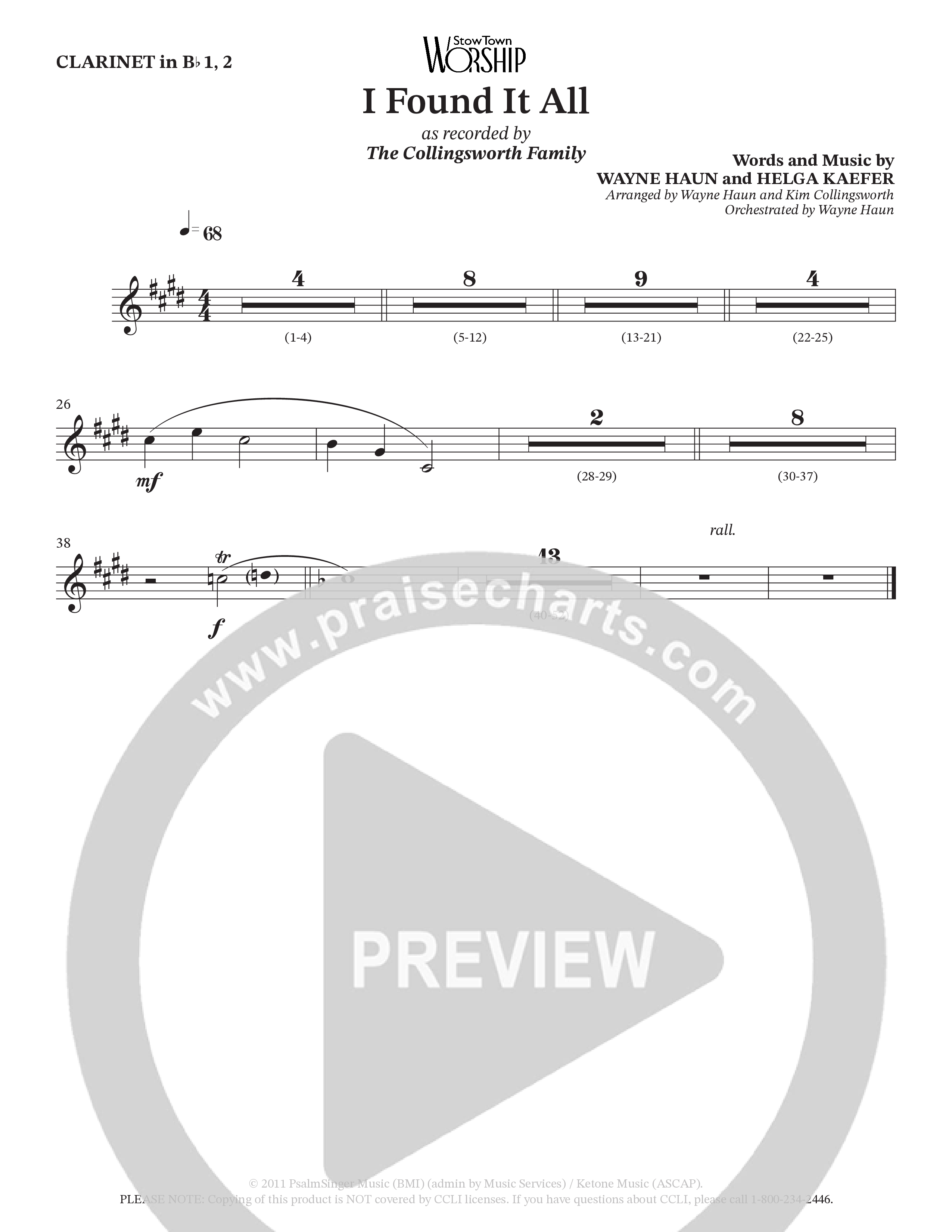 I Found It All (Choral Anthem SATB) Wind Pack (Collingsworth Family)