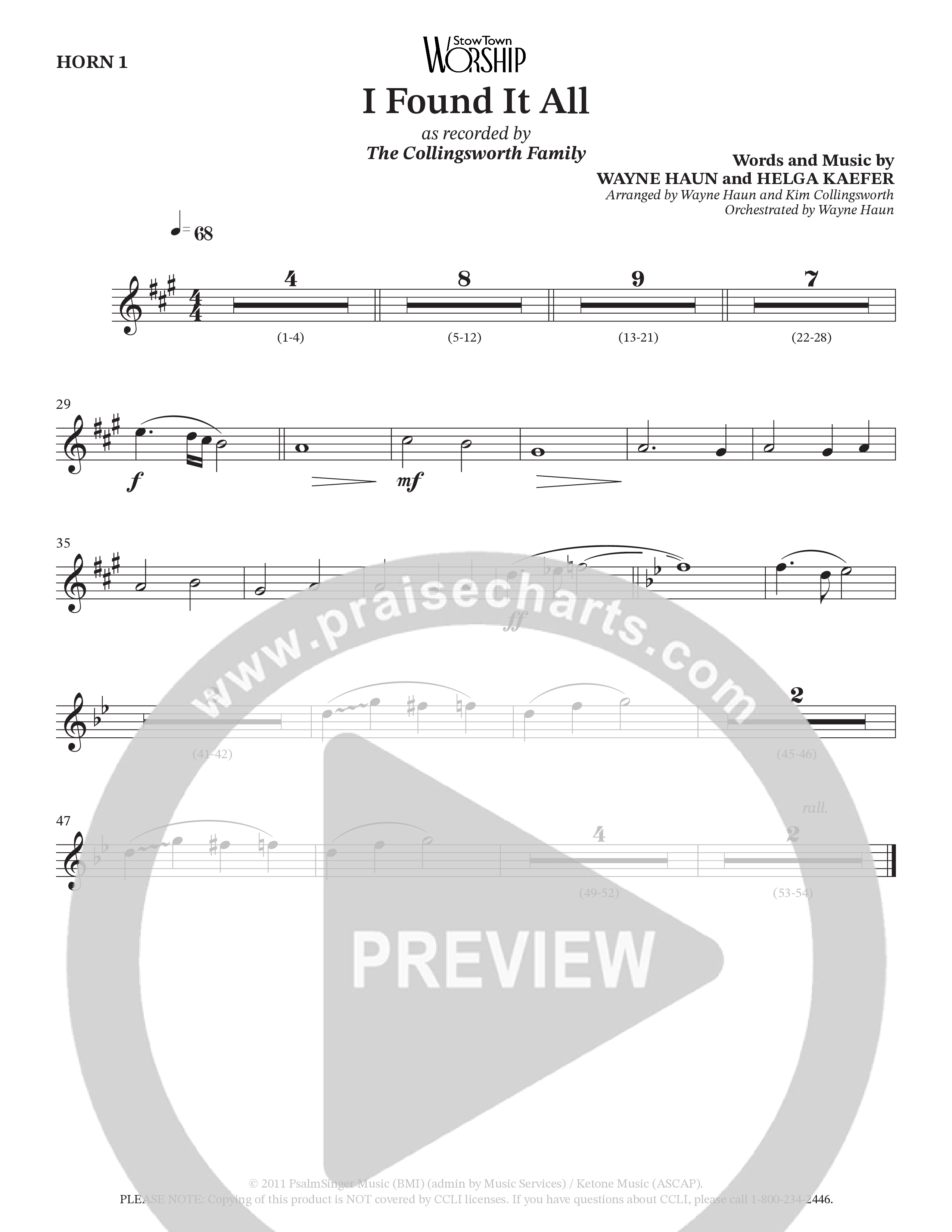 I Found It All (Choral Anthem SATB) Brass Pack (Collingsworth Family)