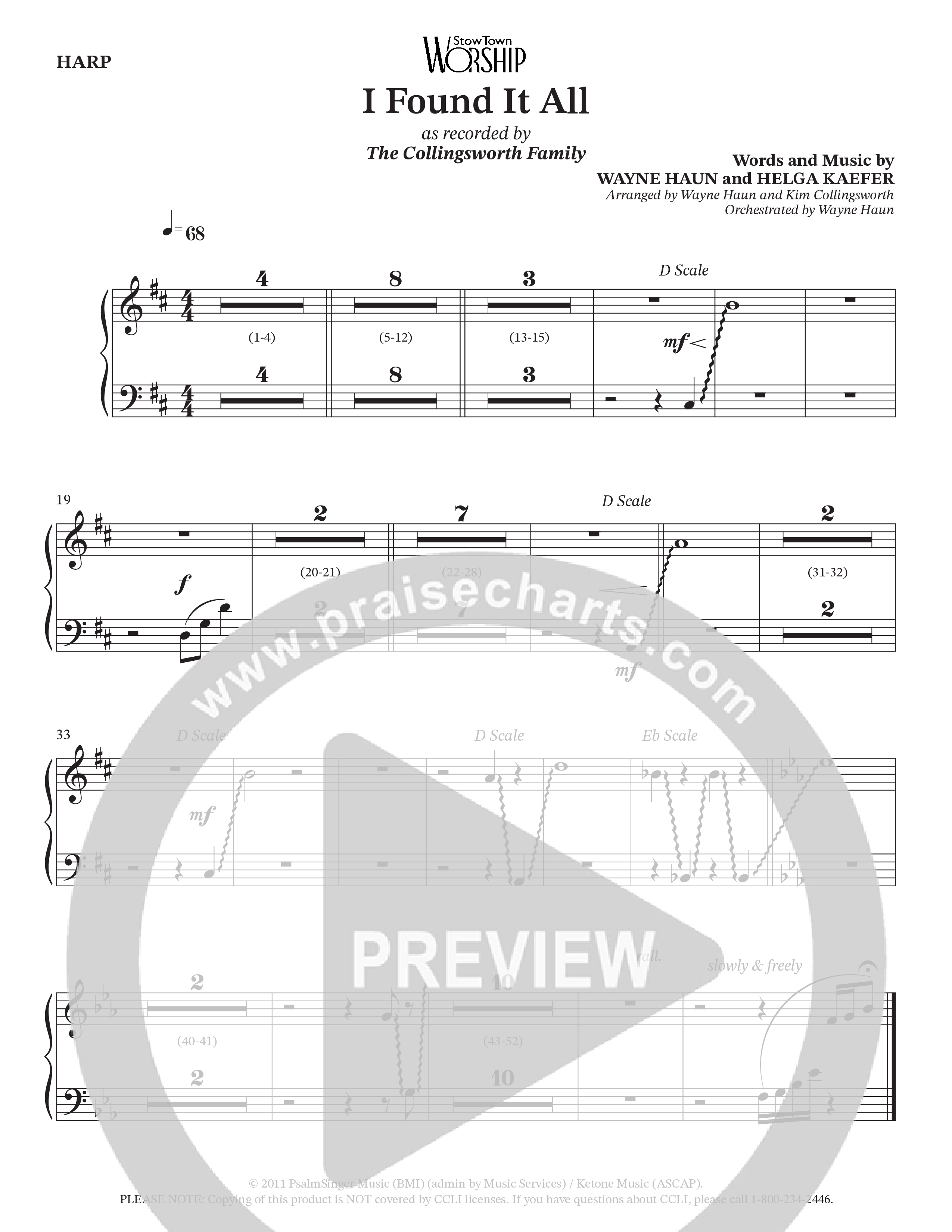 I Found It All (Choral Anthem SATB) Harp (Collingsworth Family)