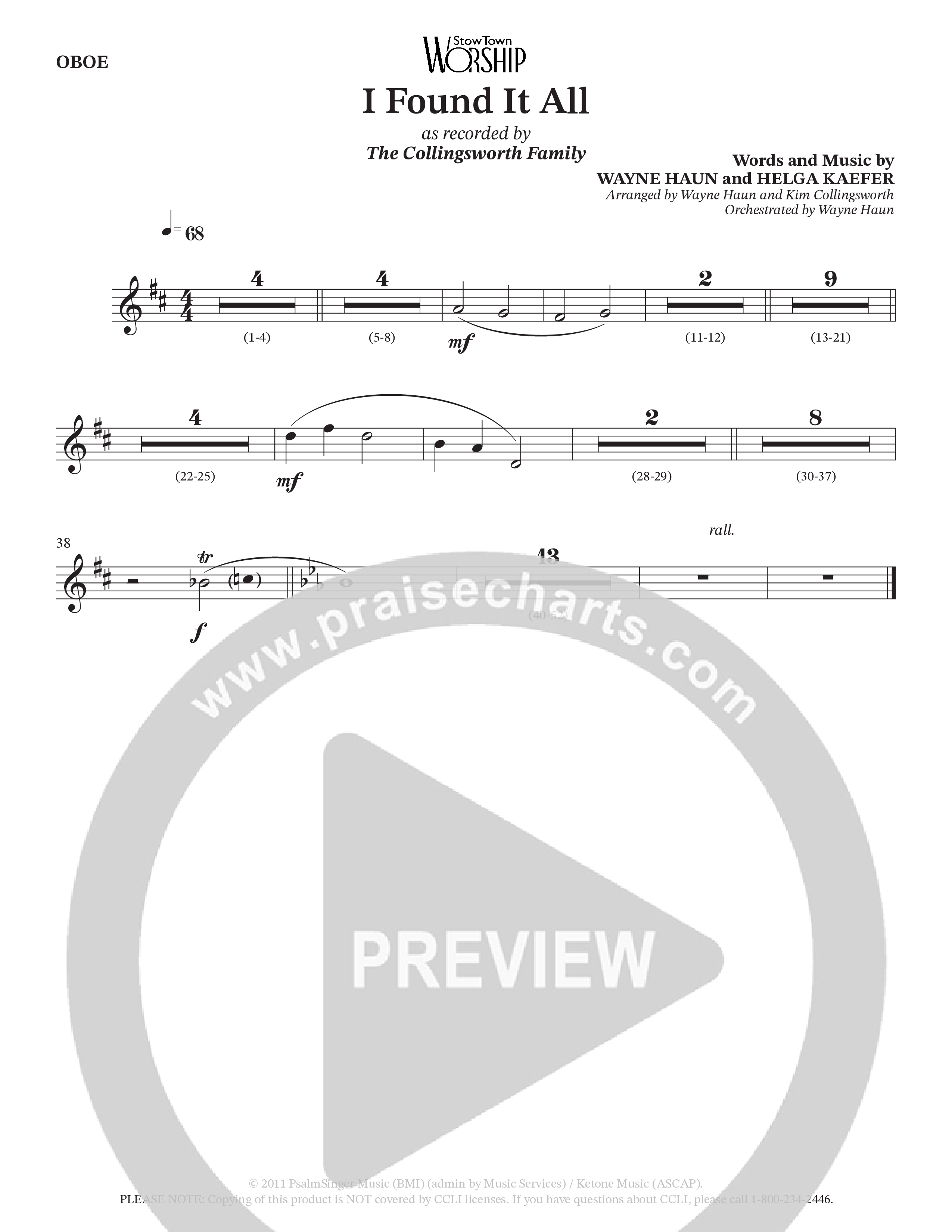 I Found It All (Choral Anthem SATB) Wind Pack (Collingsworth Family)