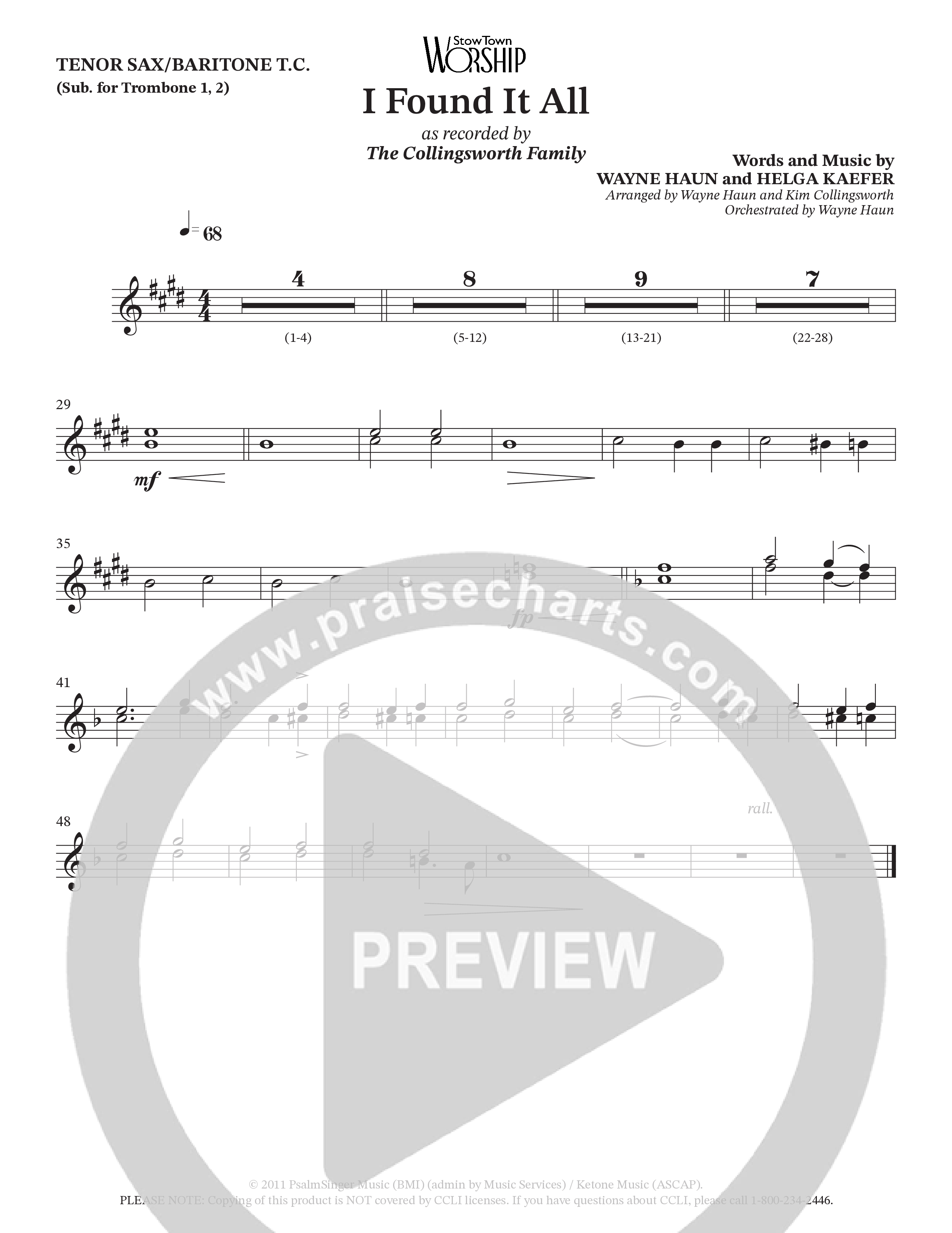 I Found It All (Choral Anthem SATB) Tenor Sax/Baritone T.C. (Collingsworth Family)