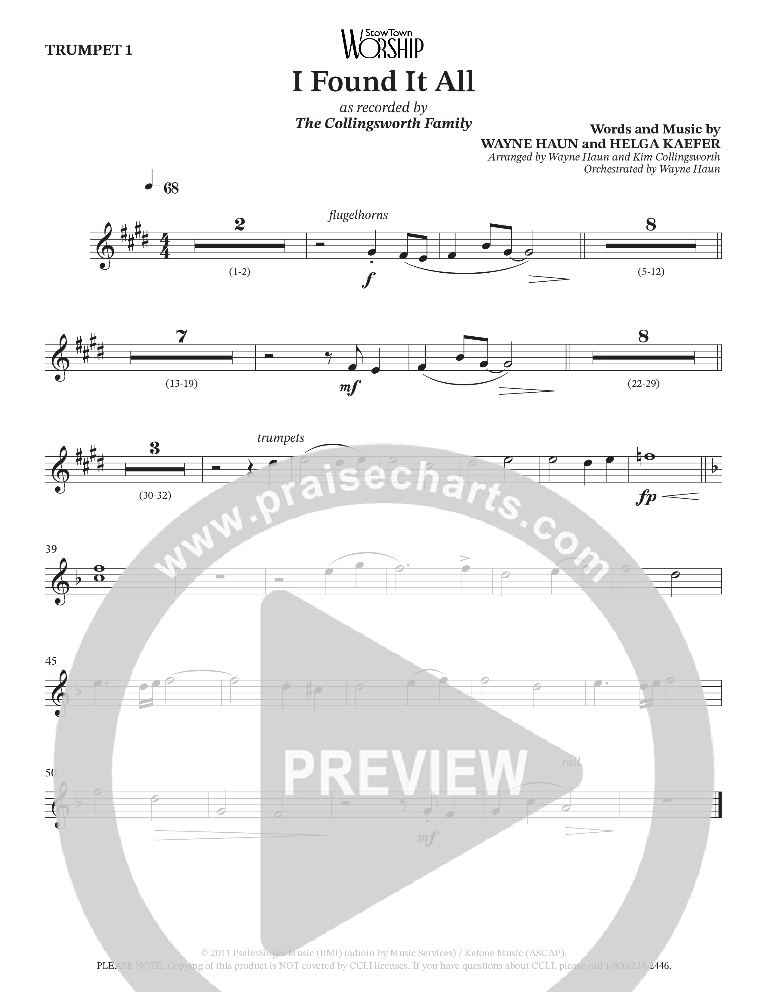 I Found It All (Choral Anthem SATB) Brass Pack (Collingsworth Family)