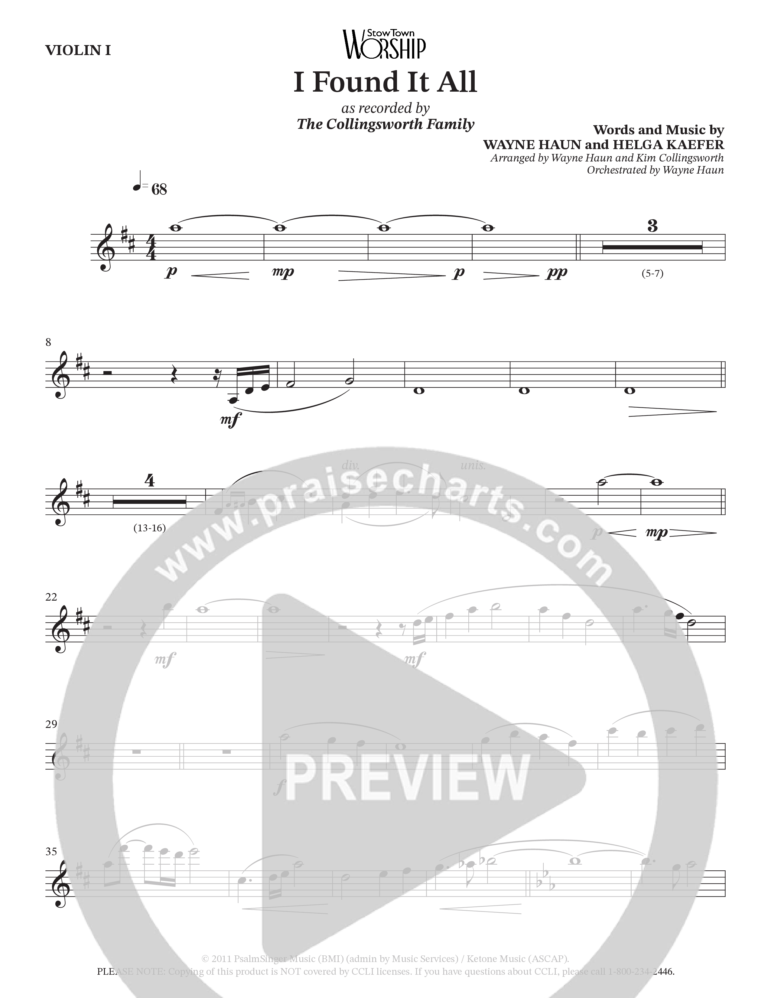 I Found It All (Choral Anthem SATB) String Pack (Collingsworth Family)