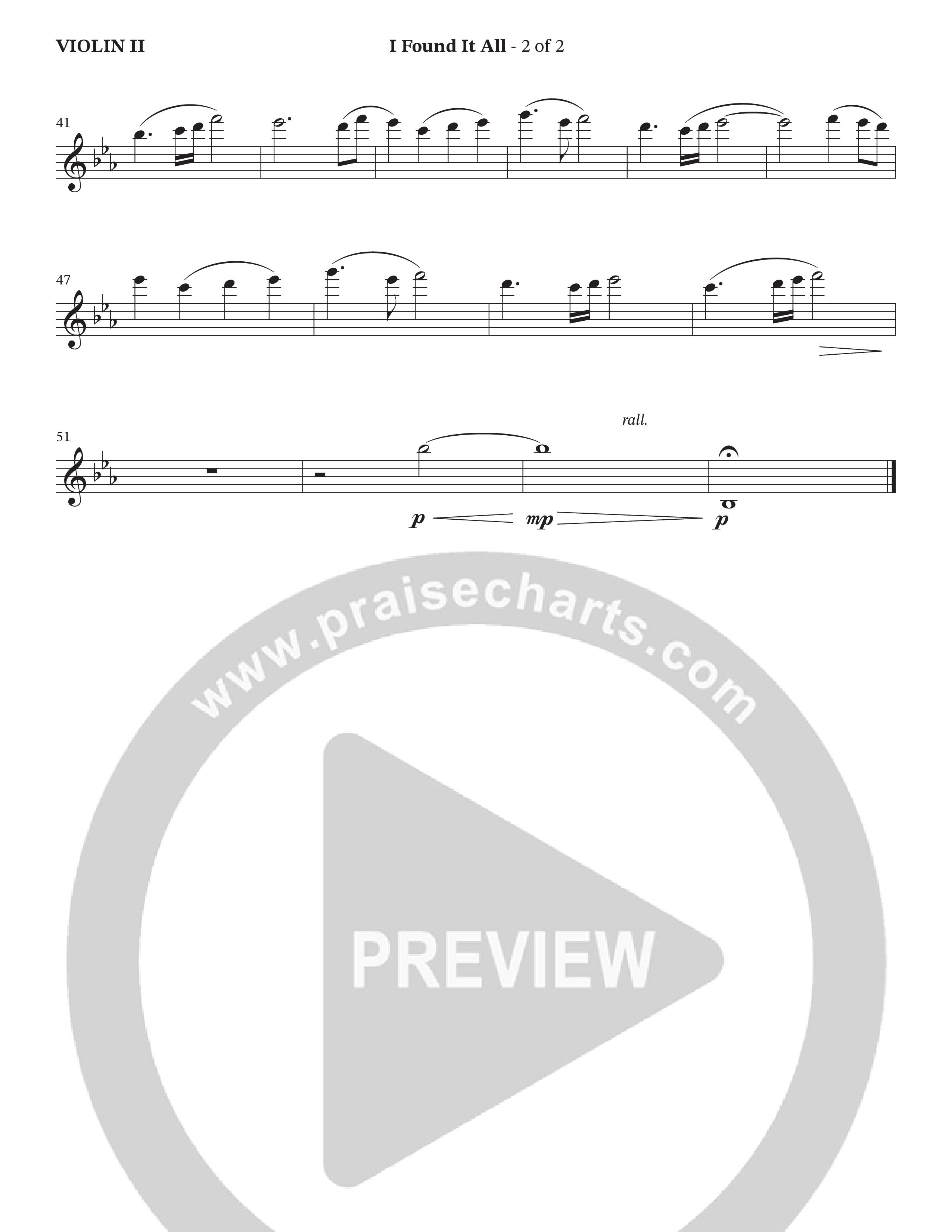 I Found It All (Choral Anthem SATB) Violin 2 (Collingsworth Family)