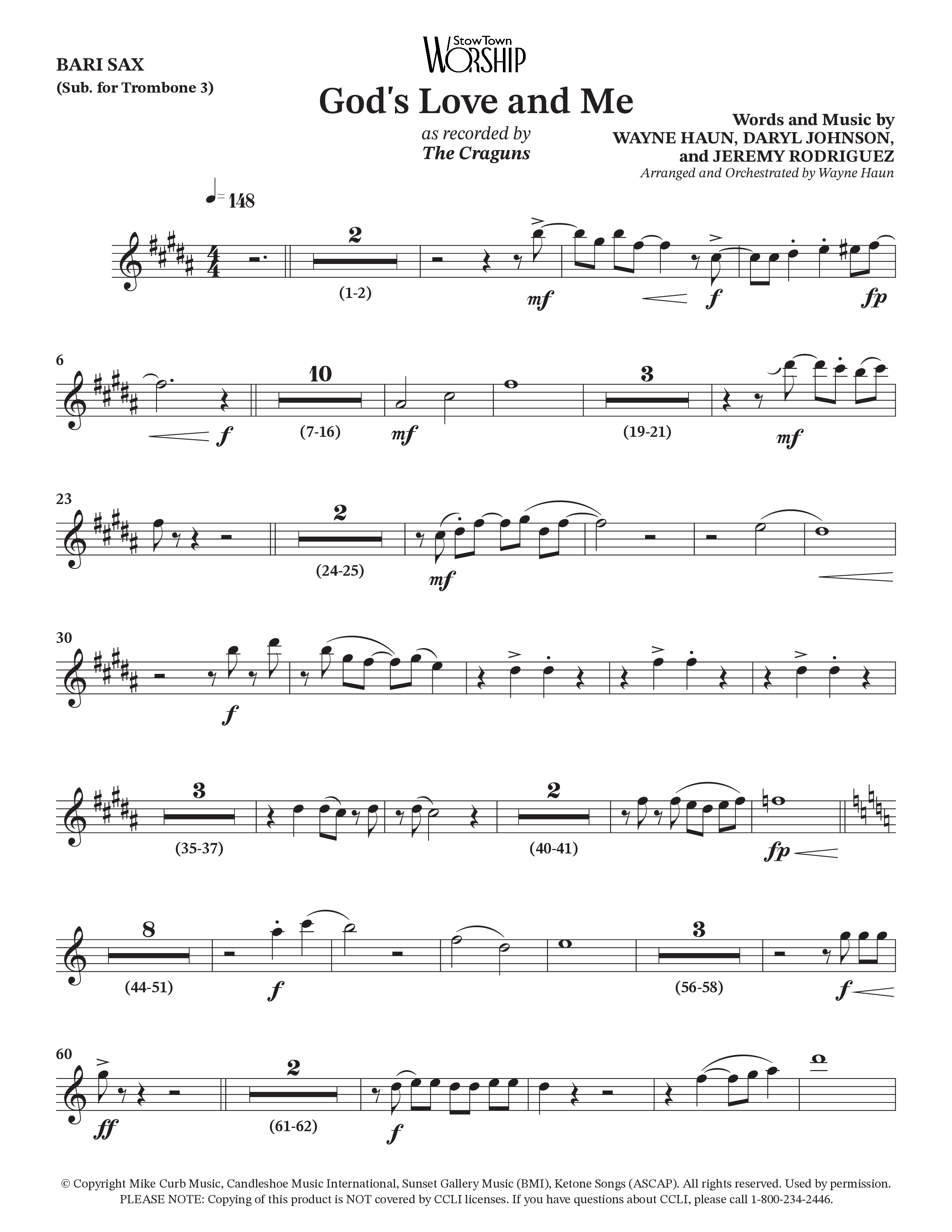 God's Love And Me (Choral Anthem SATB) Bari Sax (The Craguns)