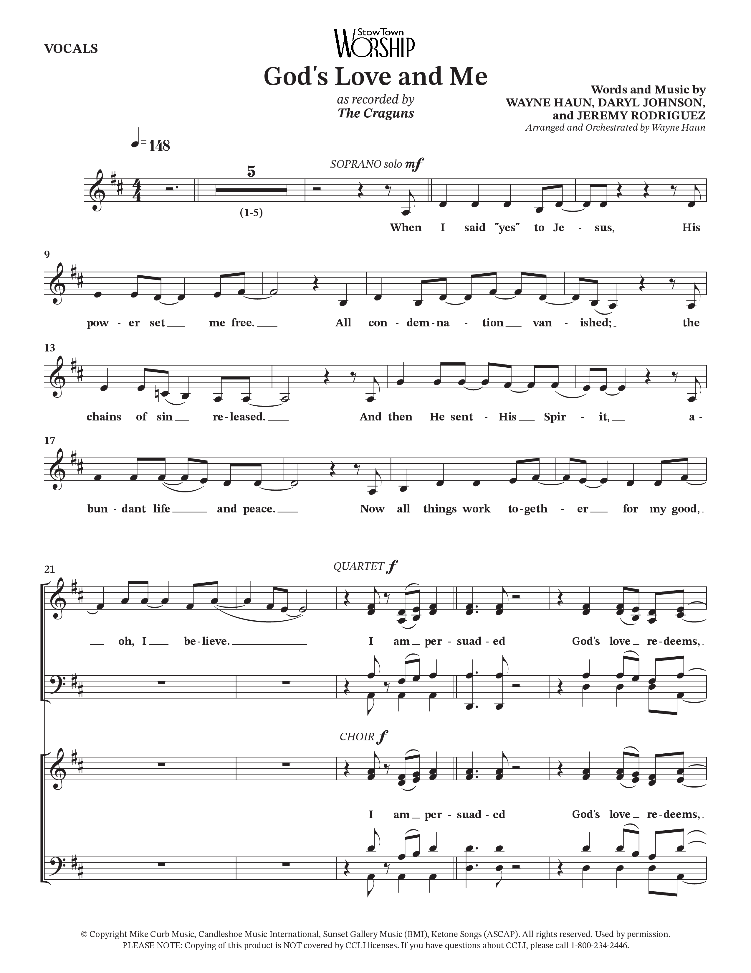 God's Love And Me (Choral Anthem SATB) Choir Sheet (The Craguns)