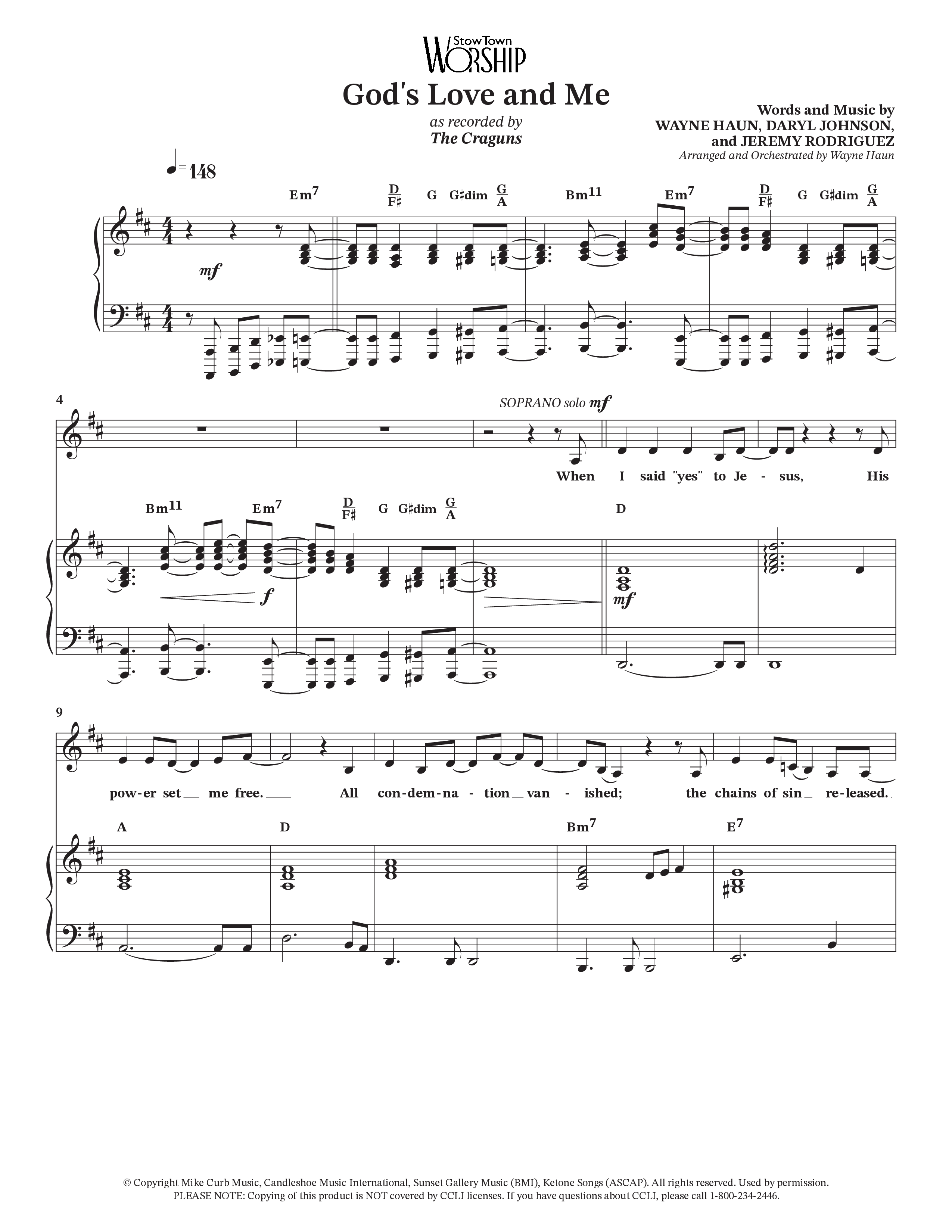 God's Love And Me (Choral Anthem SATB) Piano/Vocal Pack (The Craguns)
