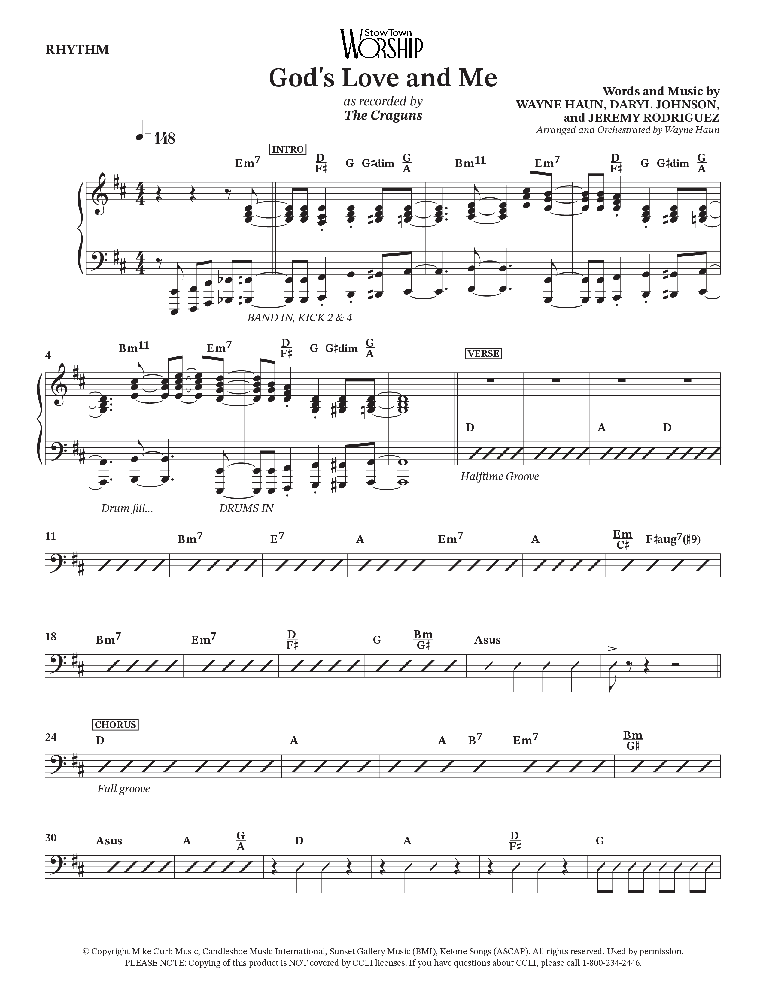 God's Love And Me (Choral Anthem SATB) Rhythm Chart (The Craguns)