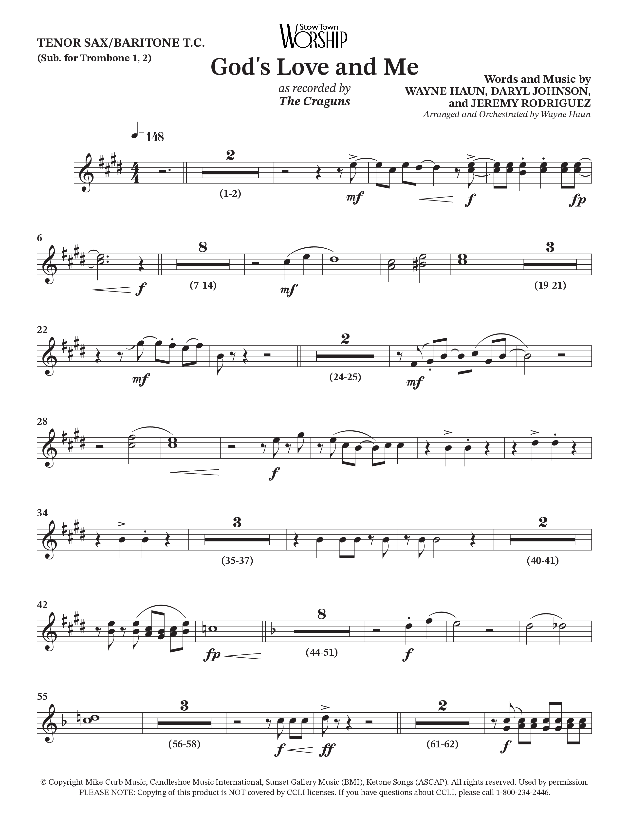 God's Love And Me (Choral Anthem SATB) Tenor Sax/Baritone T.C. (The Craguns)