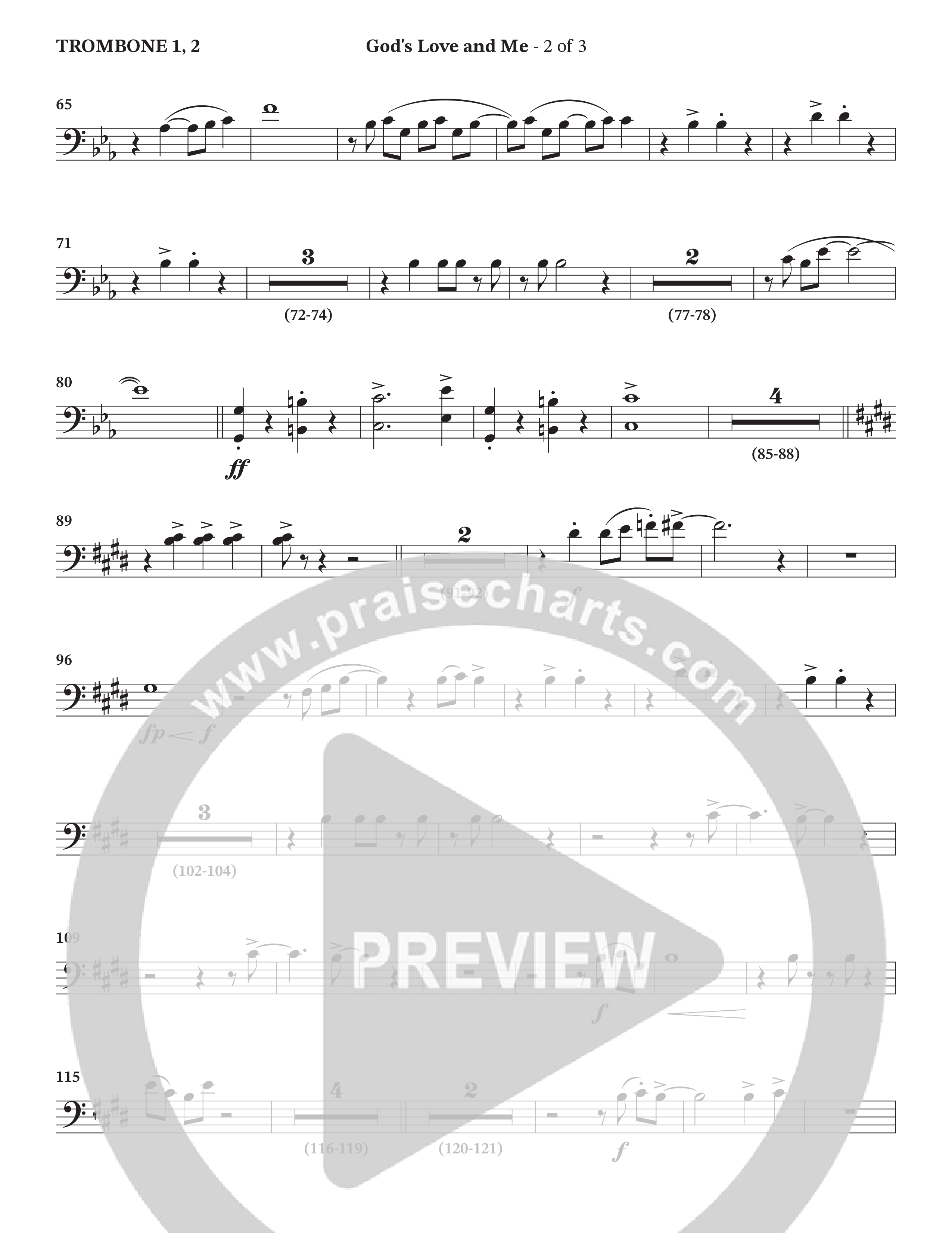 God's Love And Me (Choral Anthem SATB) Trombone 1/2 (The Craguns)
