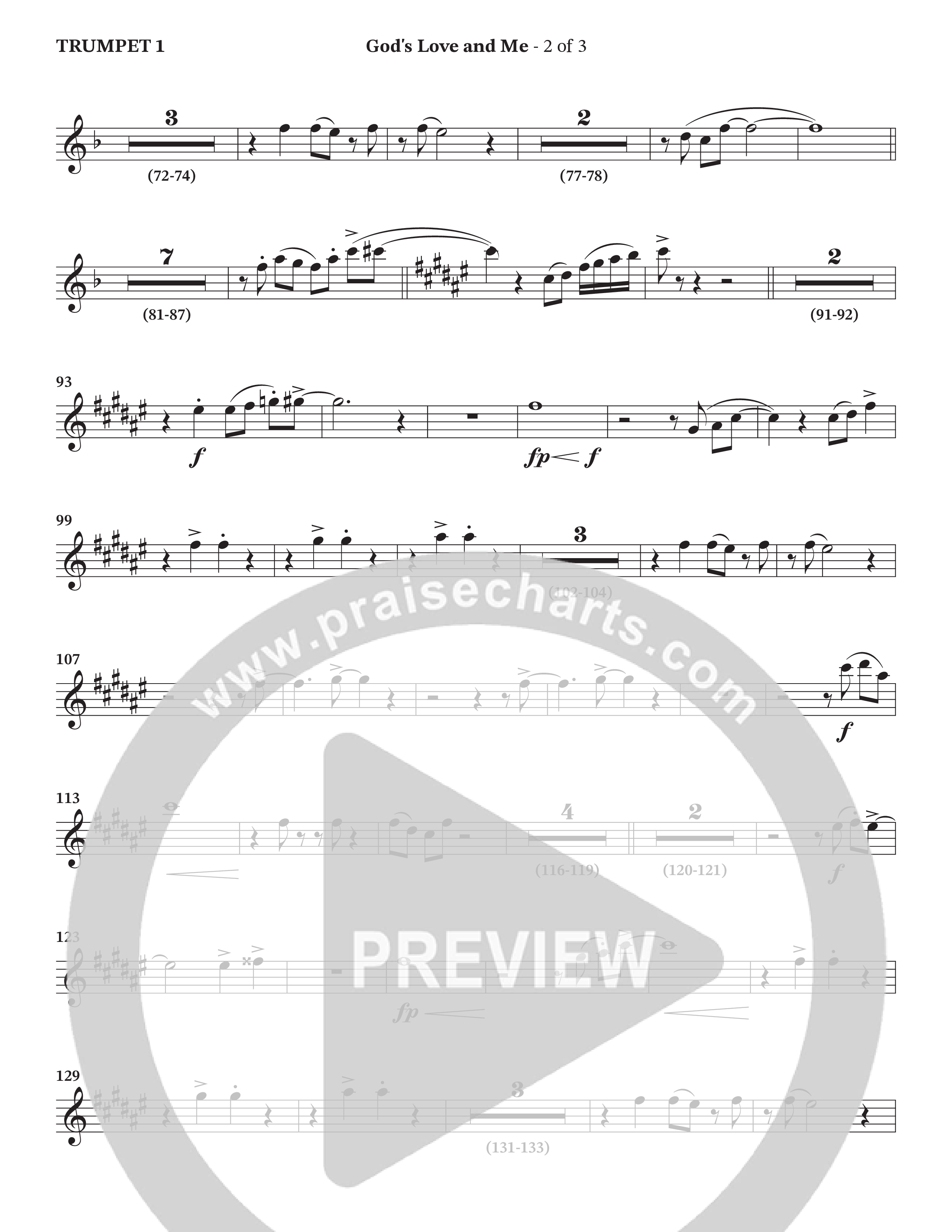 God's Love And Me (Choral Anthem SATB) Trumpet 1 (The Craguns)