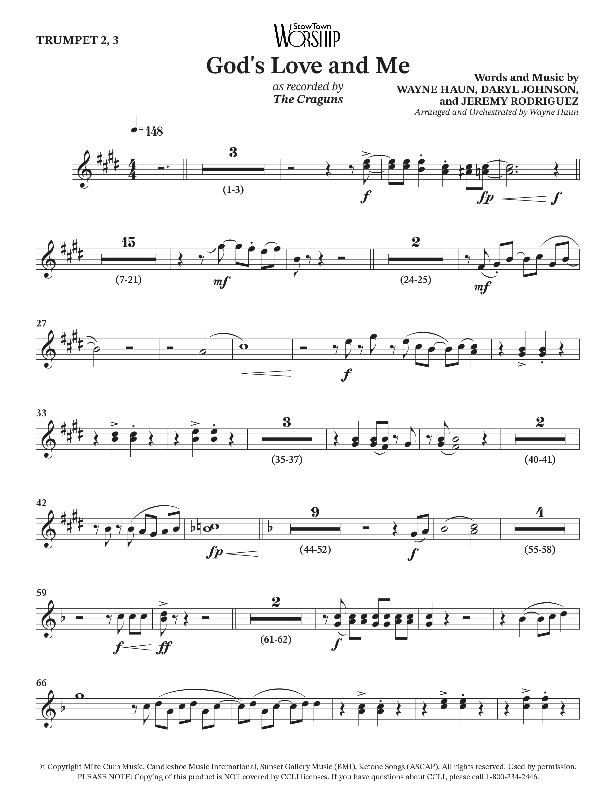 God's Love And Me (Choral Anthem SATB) Trumpet 2/3 (The Craguns)