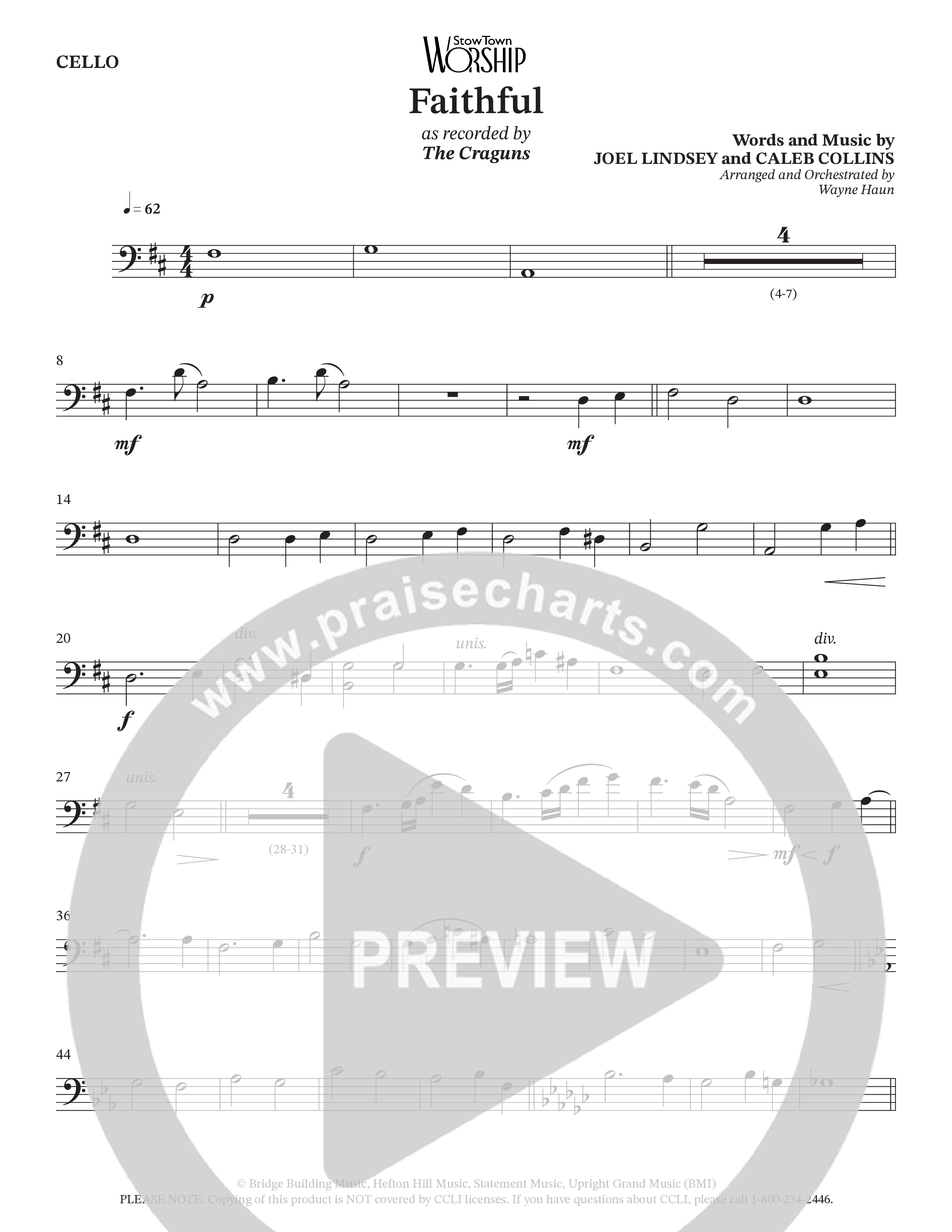 Faithful (Choral Anthem SATB) Cello (The Craguns)