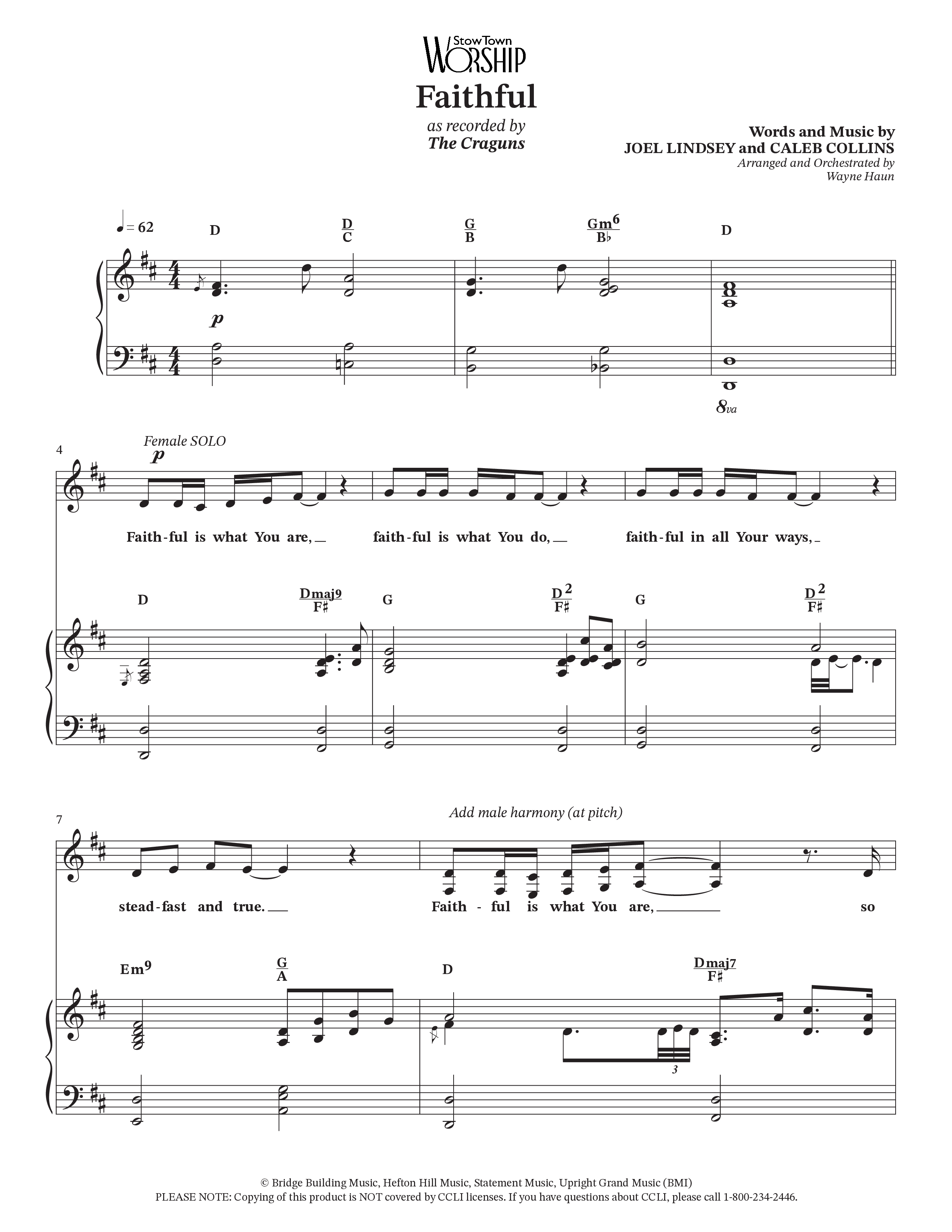 Faithful (Choral Anthem SATB) Piano/Vocal Pack (The Craguns)